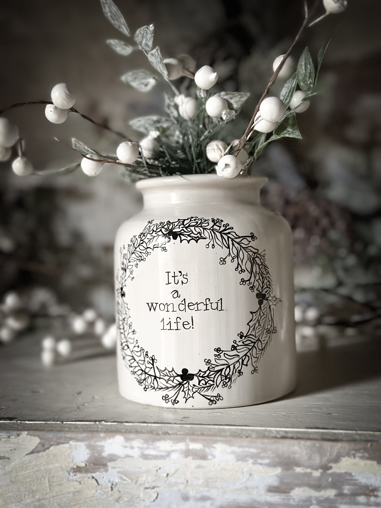 A hand painted and illustrated vintage French mustard jar