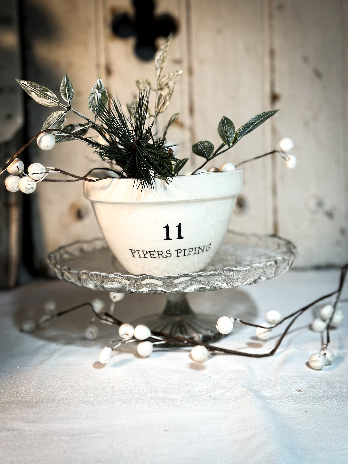 A beautiful vintage Illustrated Ironstone pudding bowl with a hand painted quote