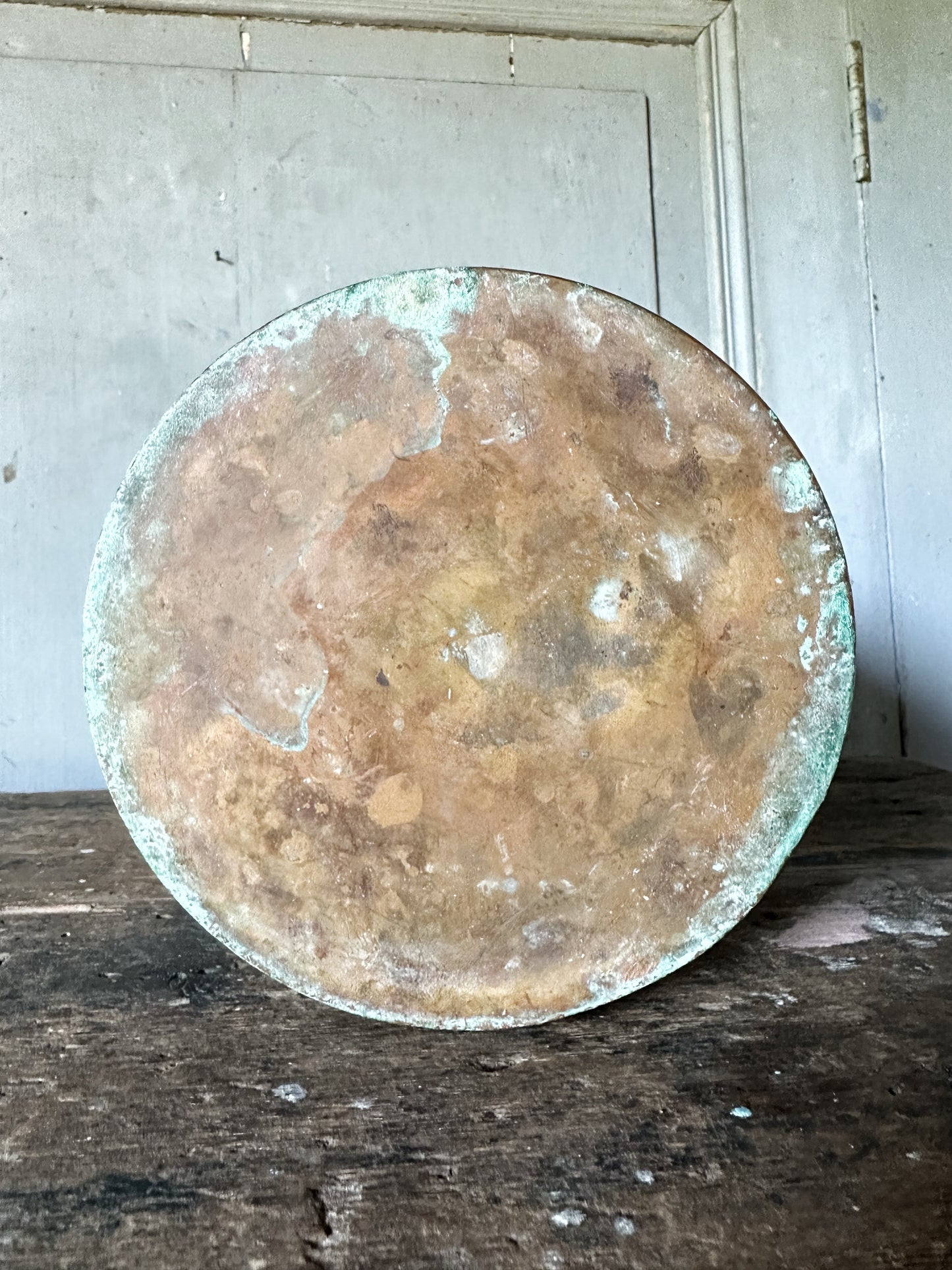 Antique copper soufflé pot