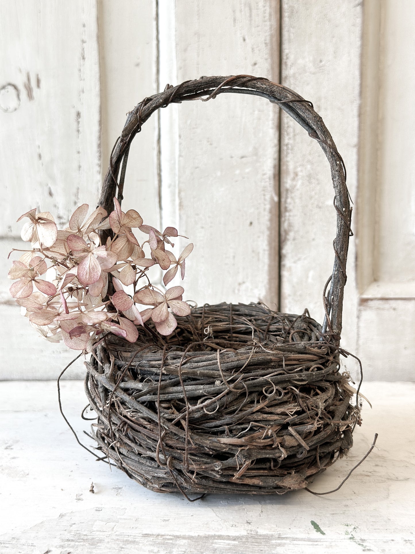Small vintage bird nest wicker basket