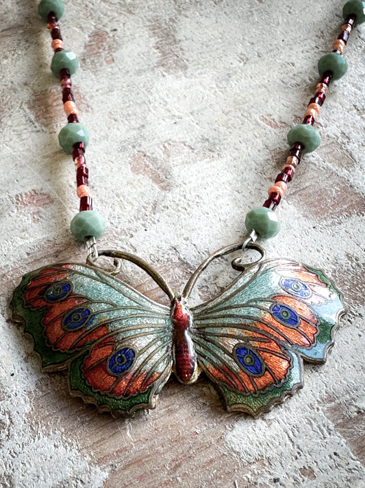 Found Object Antique Butterfly Necklace by Jealous Moon Jewellery