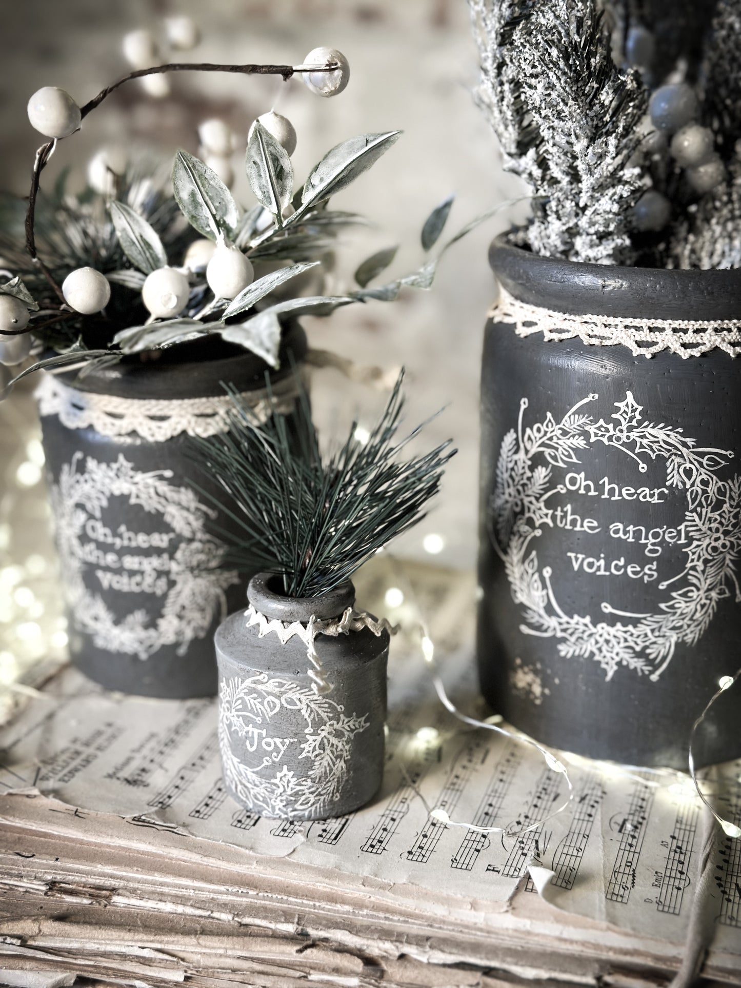A hand painted and illustrated vintage Victorian Jar