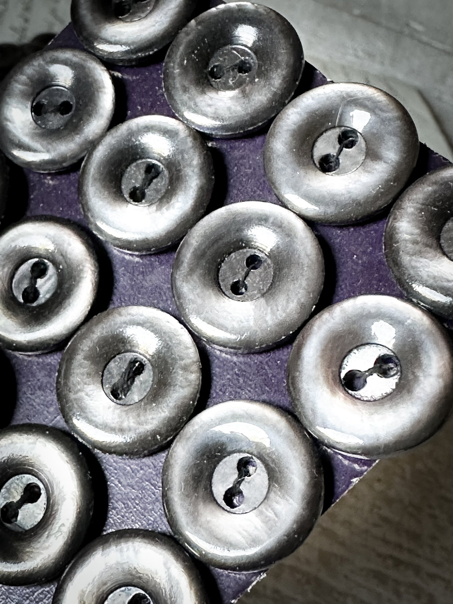 Vintage Grey Mother of Pearl Shell Buttons two dozen