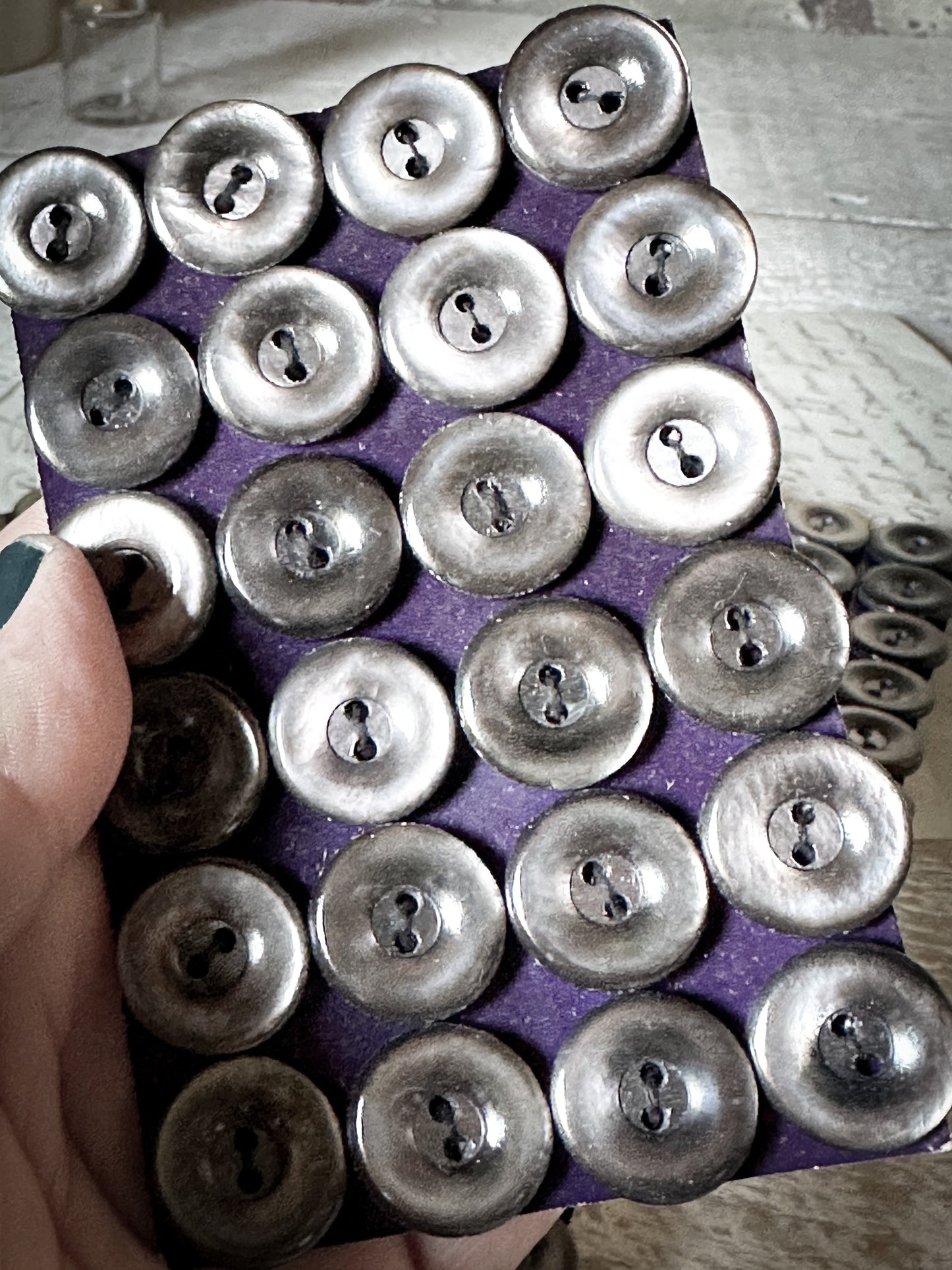Vintage Grey Mother of Pearl Shell Buttons two dozen