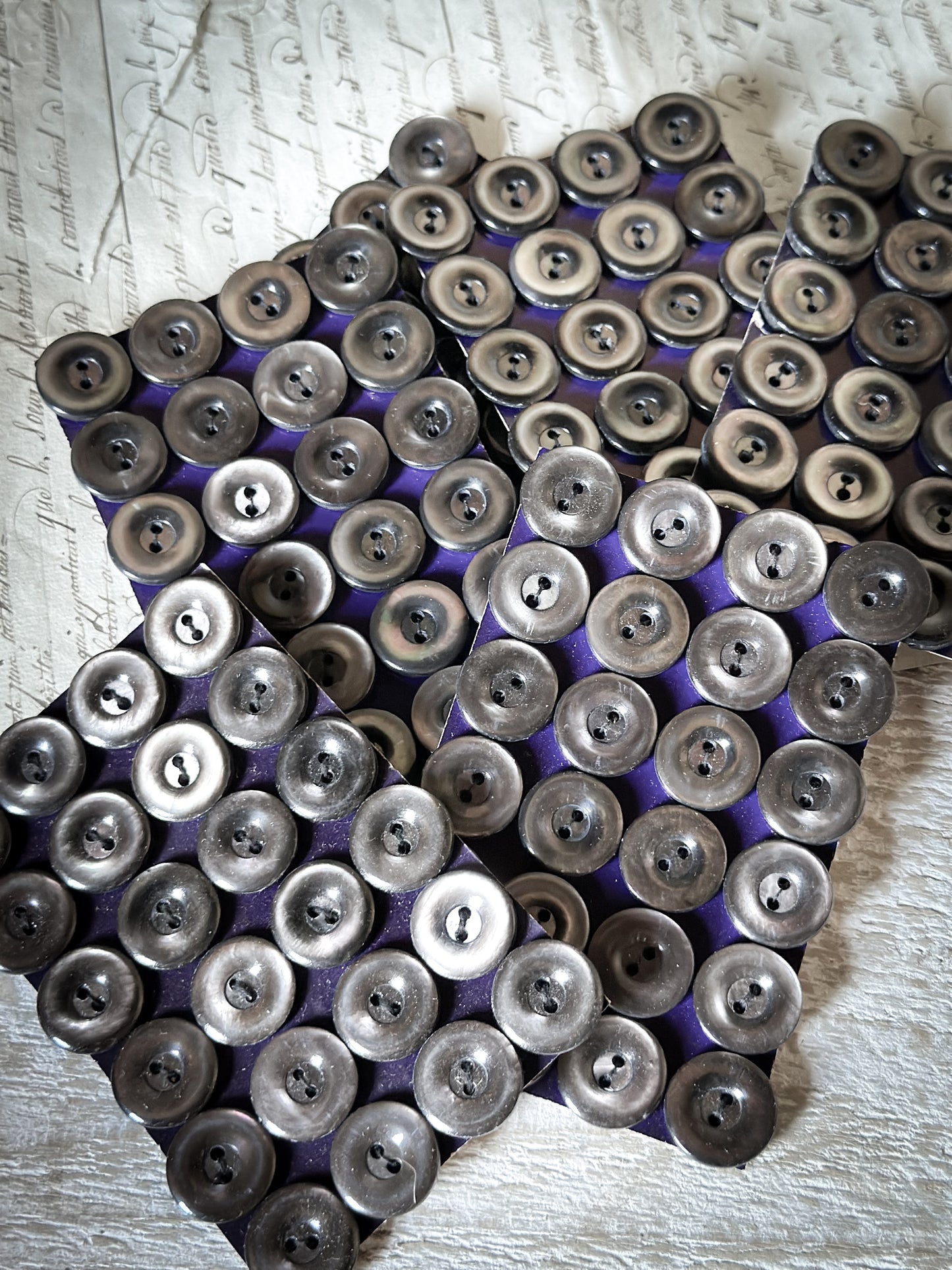Vintage Grey Mother of Pearl Shell Buttons two dozen