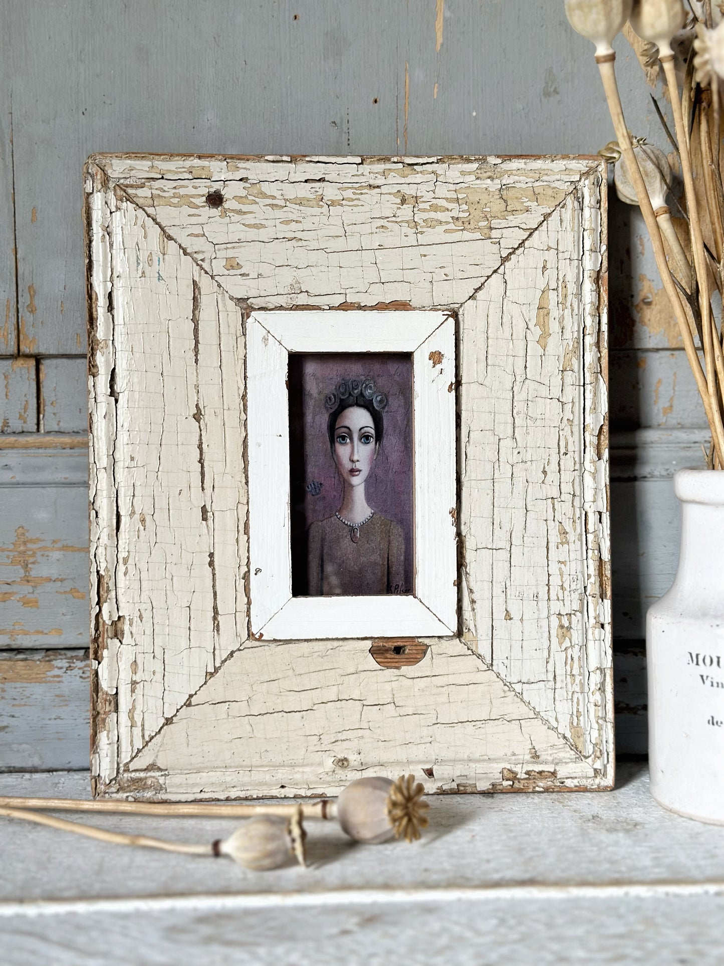 A Beautiful framed portrait of a lady by Sandra Pelser N