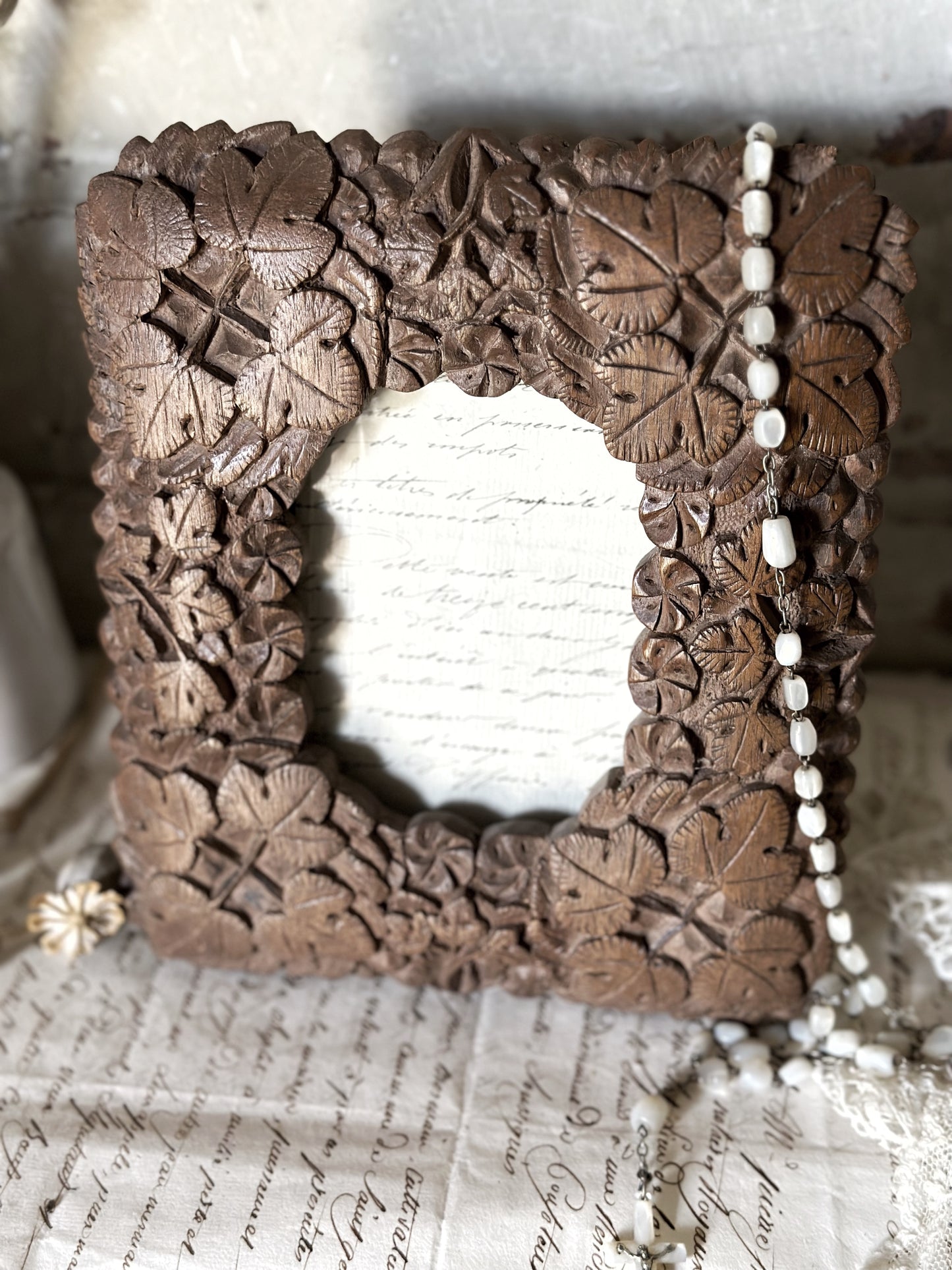 A beautiful Irish bog oak Arts and crafts carved photo frame