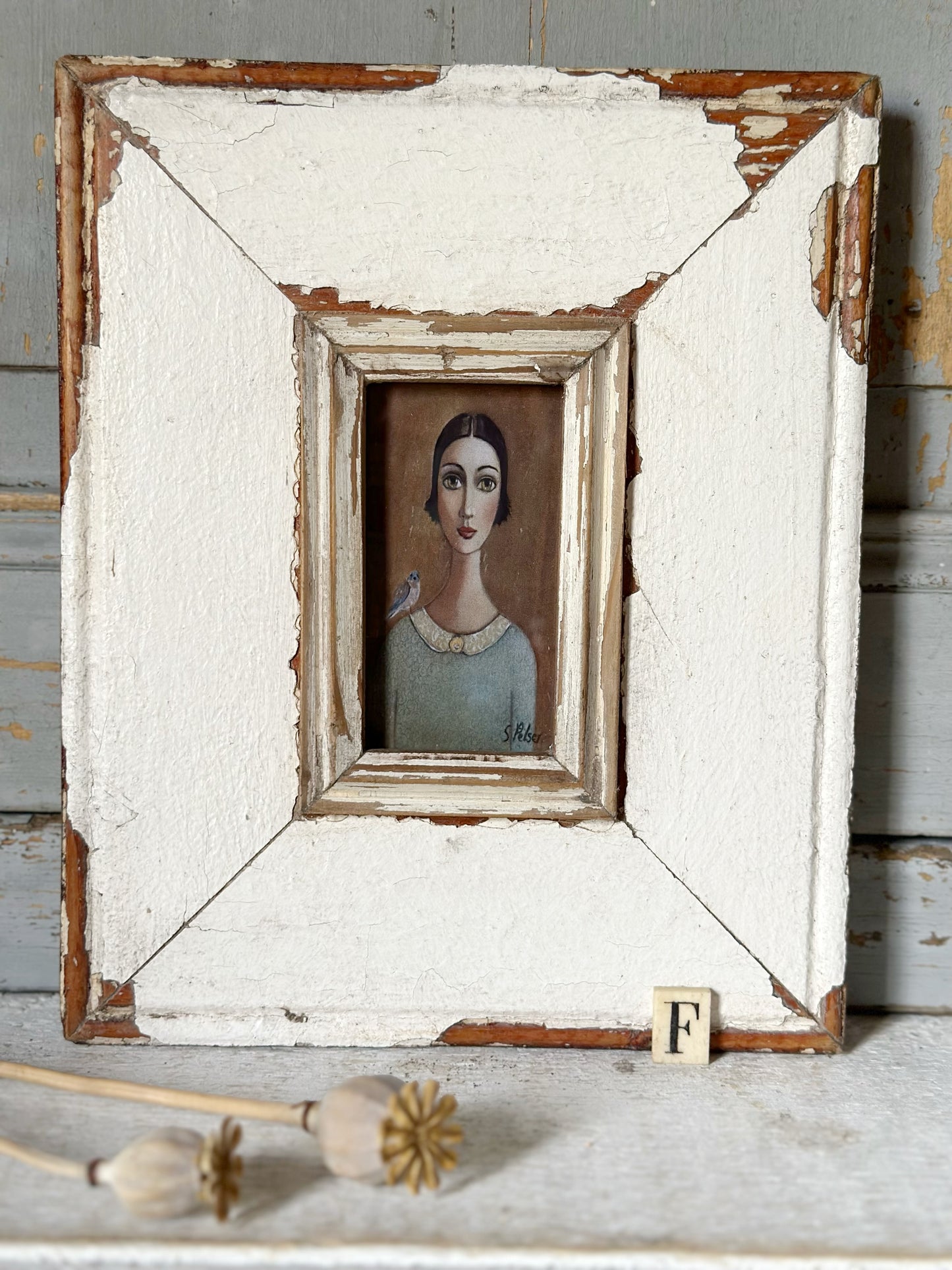 A Beautiful framed portrait of a lady by Sandra Pelser F