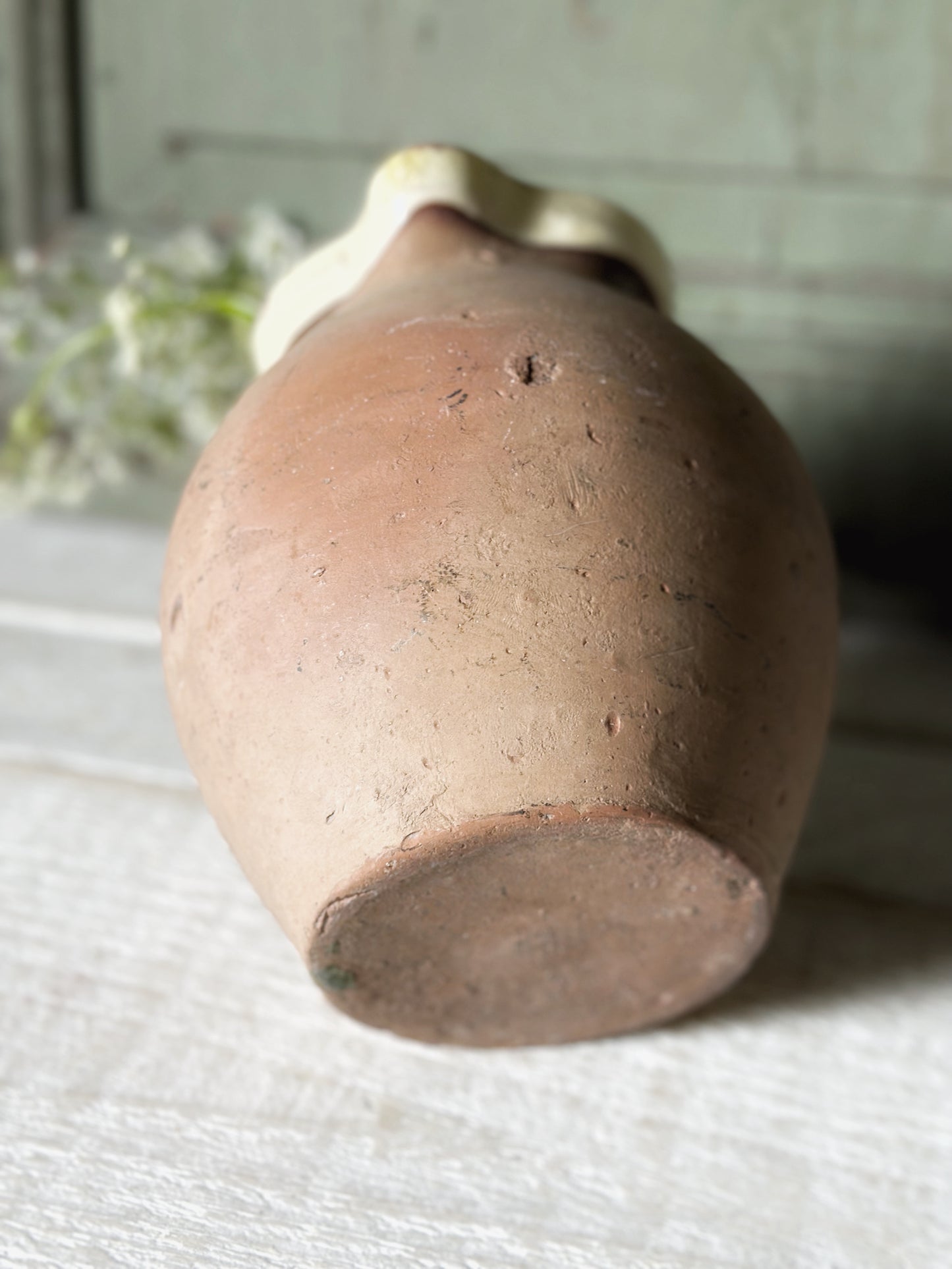 Antique pottery glazed dairy jug