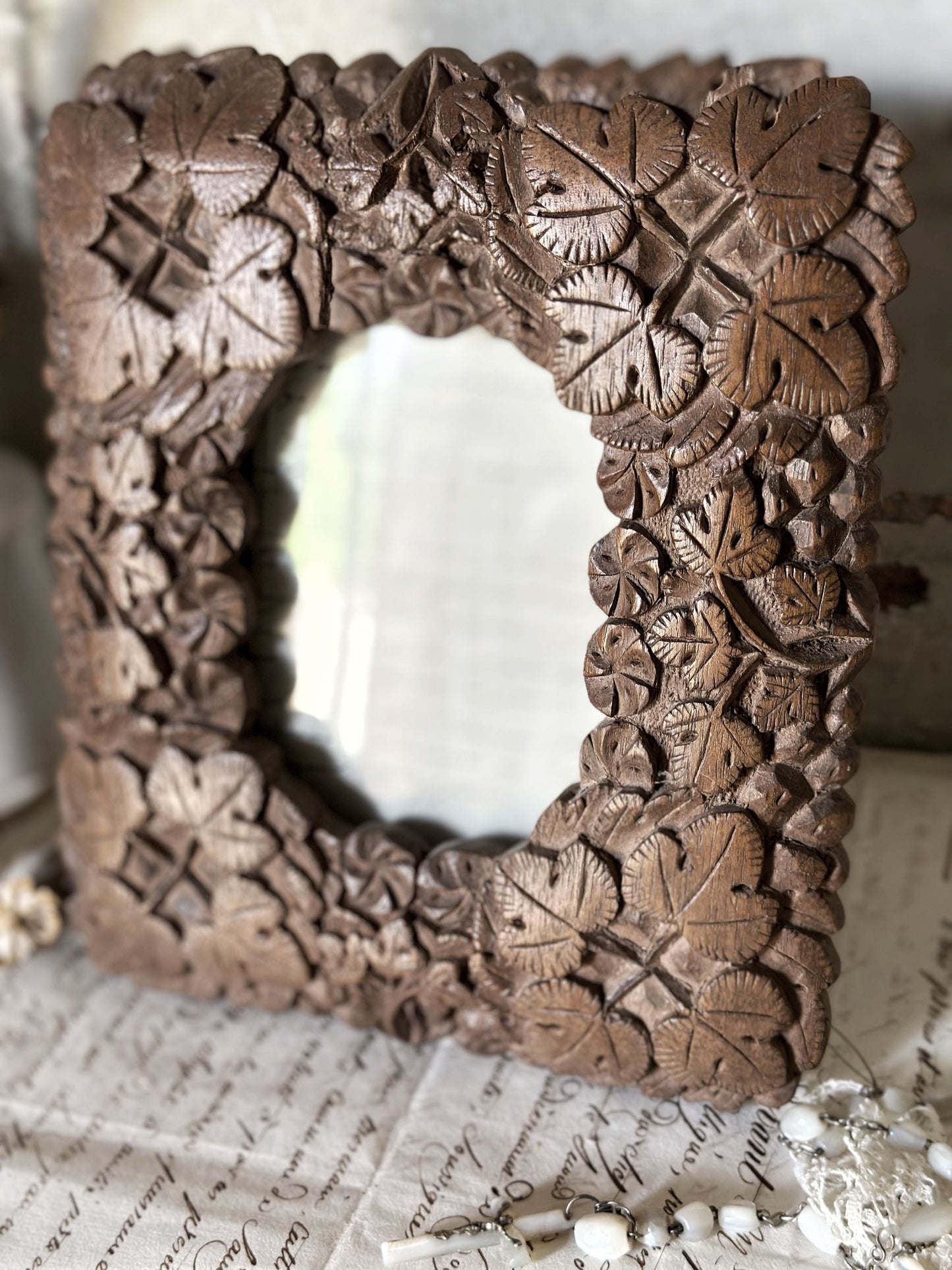 A beautiful Irish bog oak Arts and crafts carved photo frame