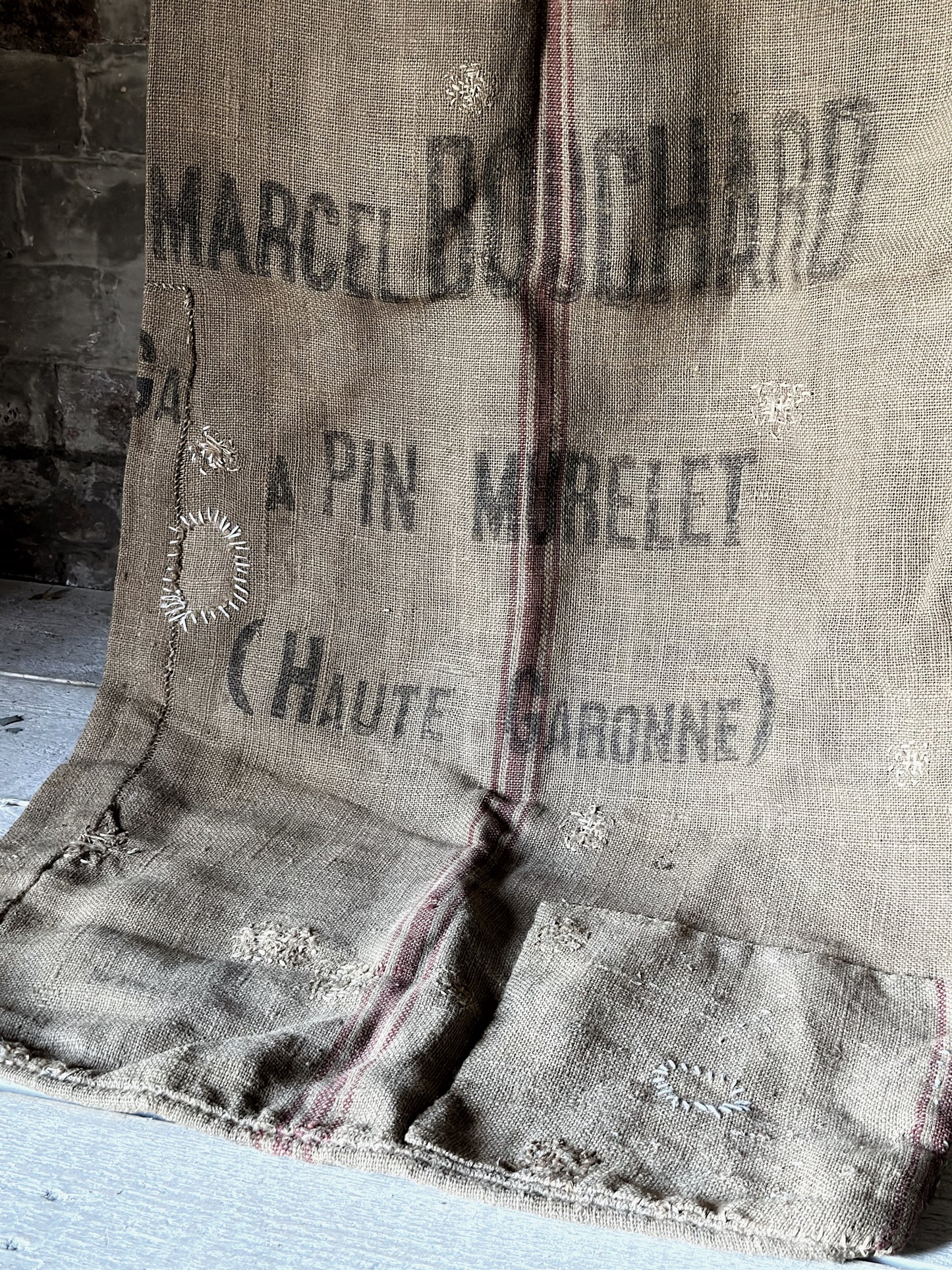 French antique hessian grain sack