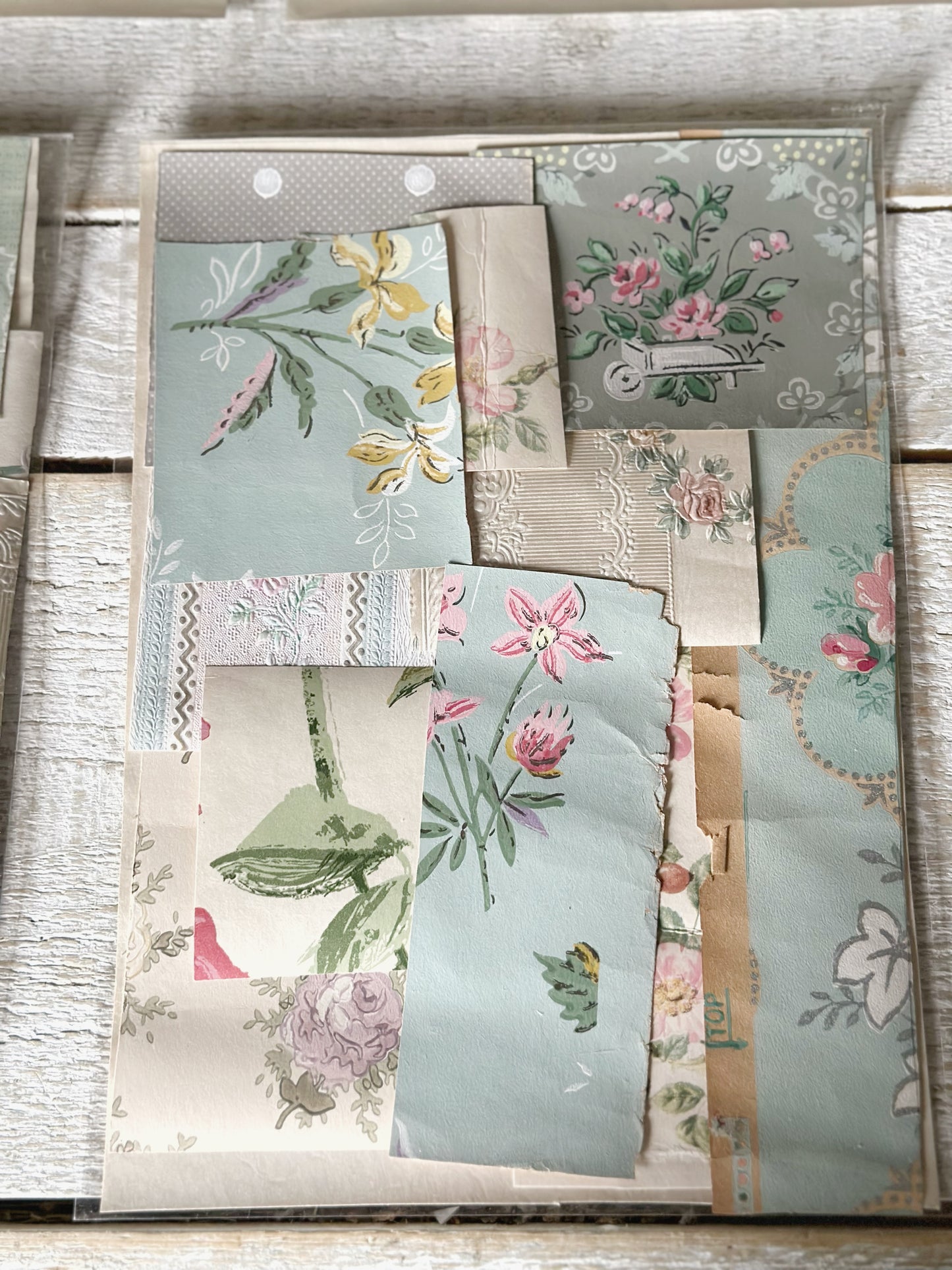 Craft packs of scraps of original antique and vintage wallpapers