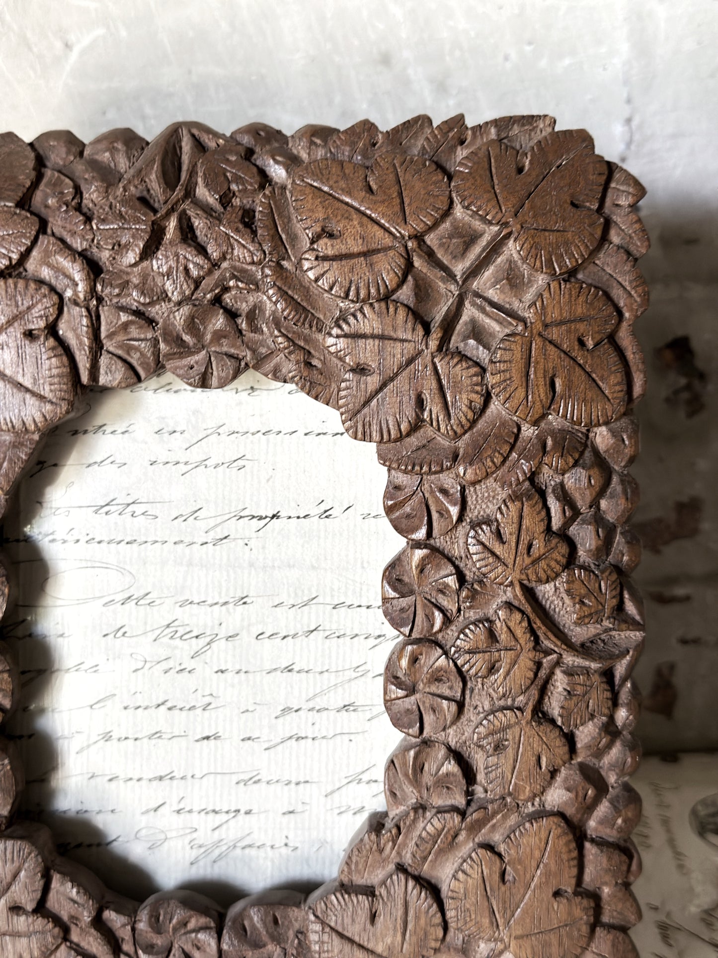 A beautiful Irish bog oak Arts and crafts carved photo frame