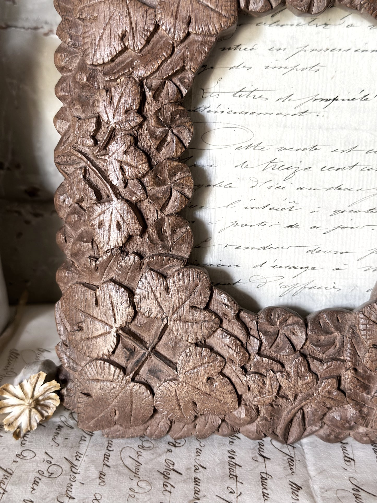 A beautiful Irish bog oak Arts and crafts carved photo frame