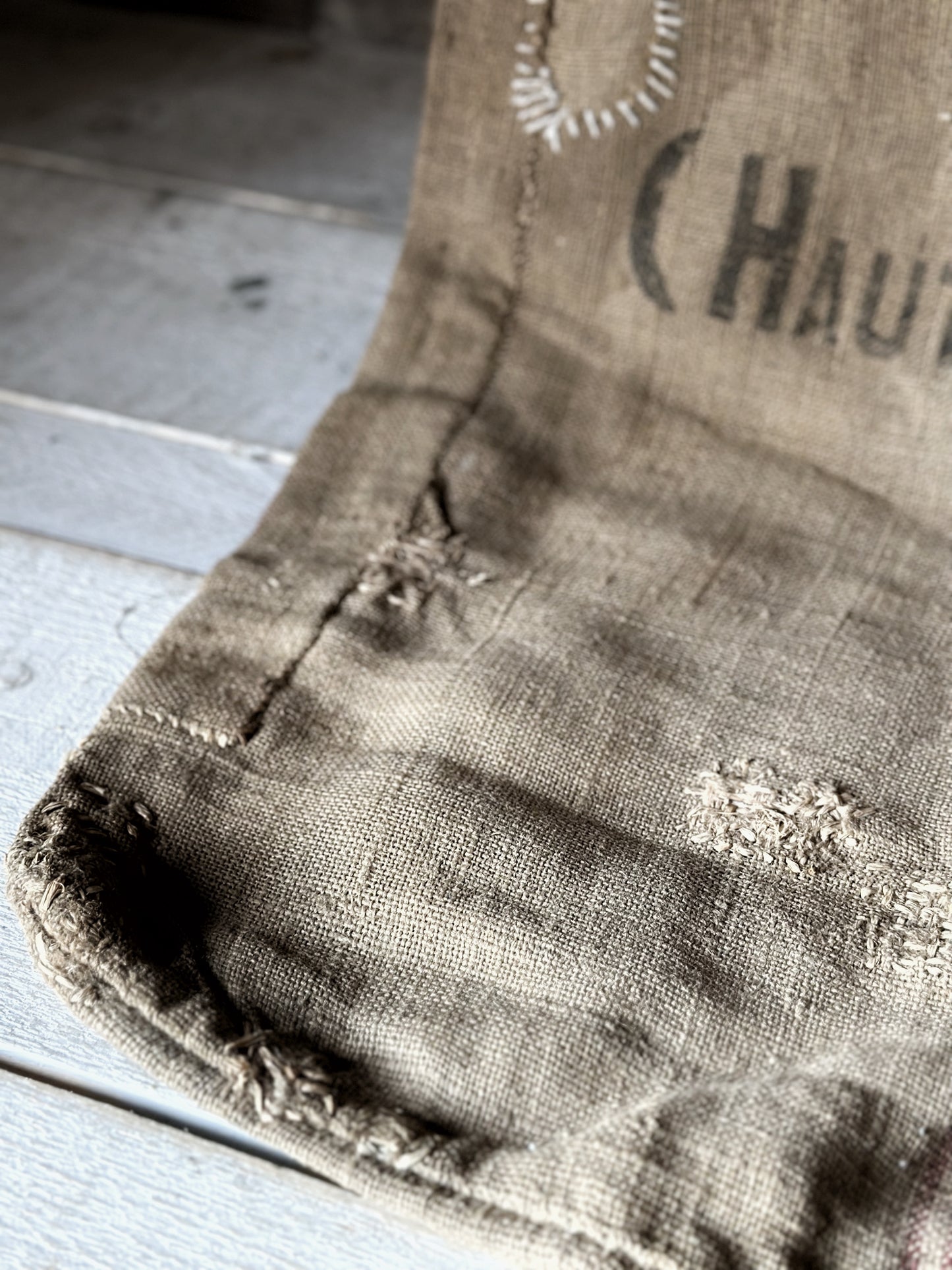 French antique hessian grain sack