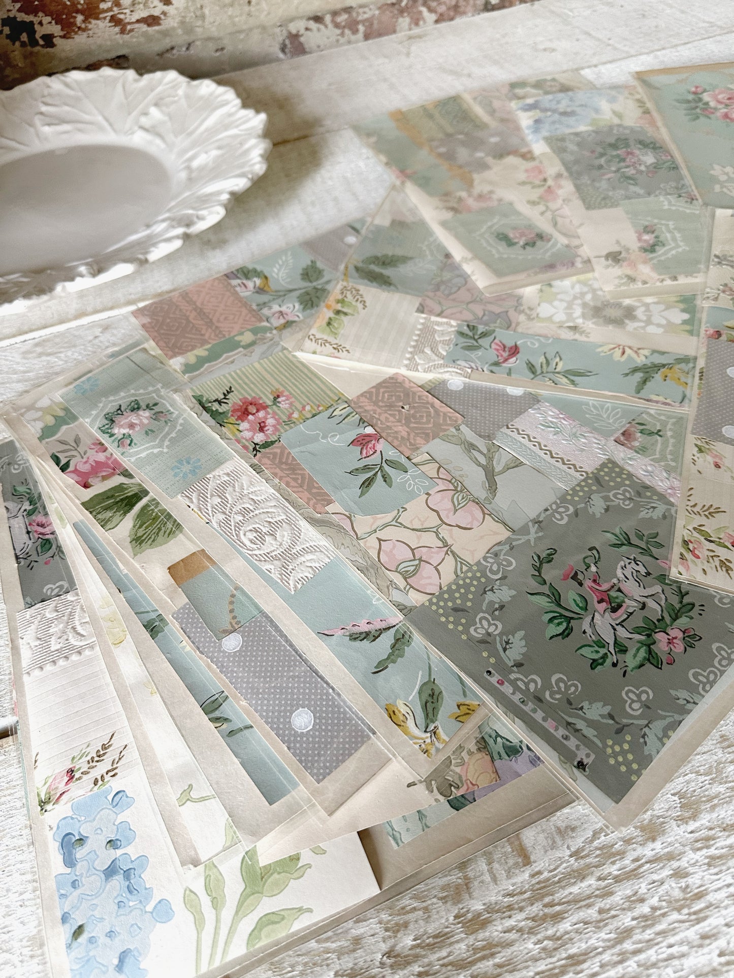 Craft packs of scraps of original antique and vintage wallpapers