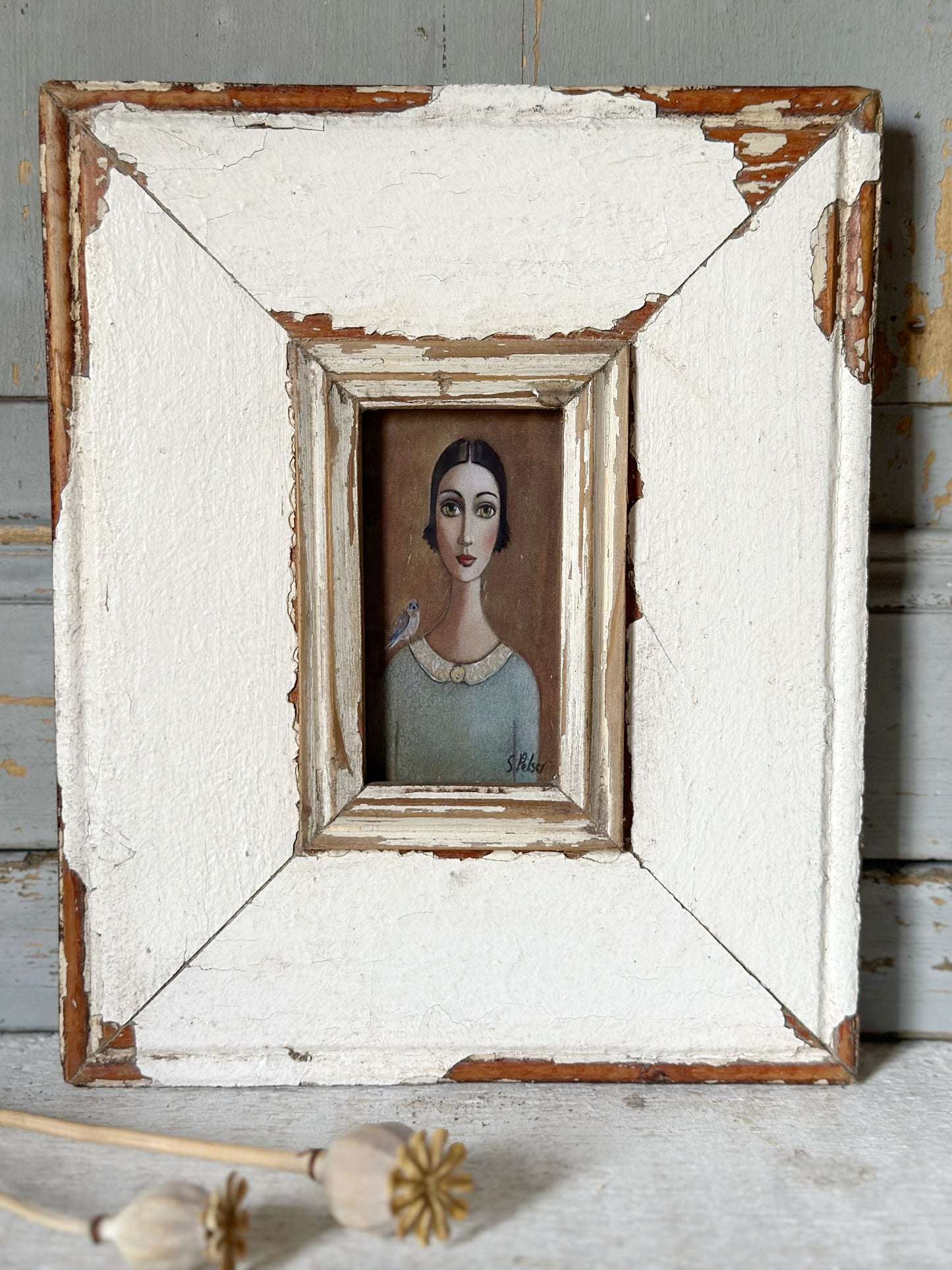 A Beautiful framed portrait of a lady by Sandra Pelser F