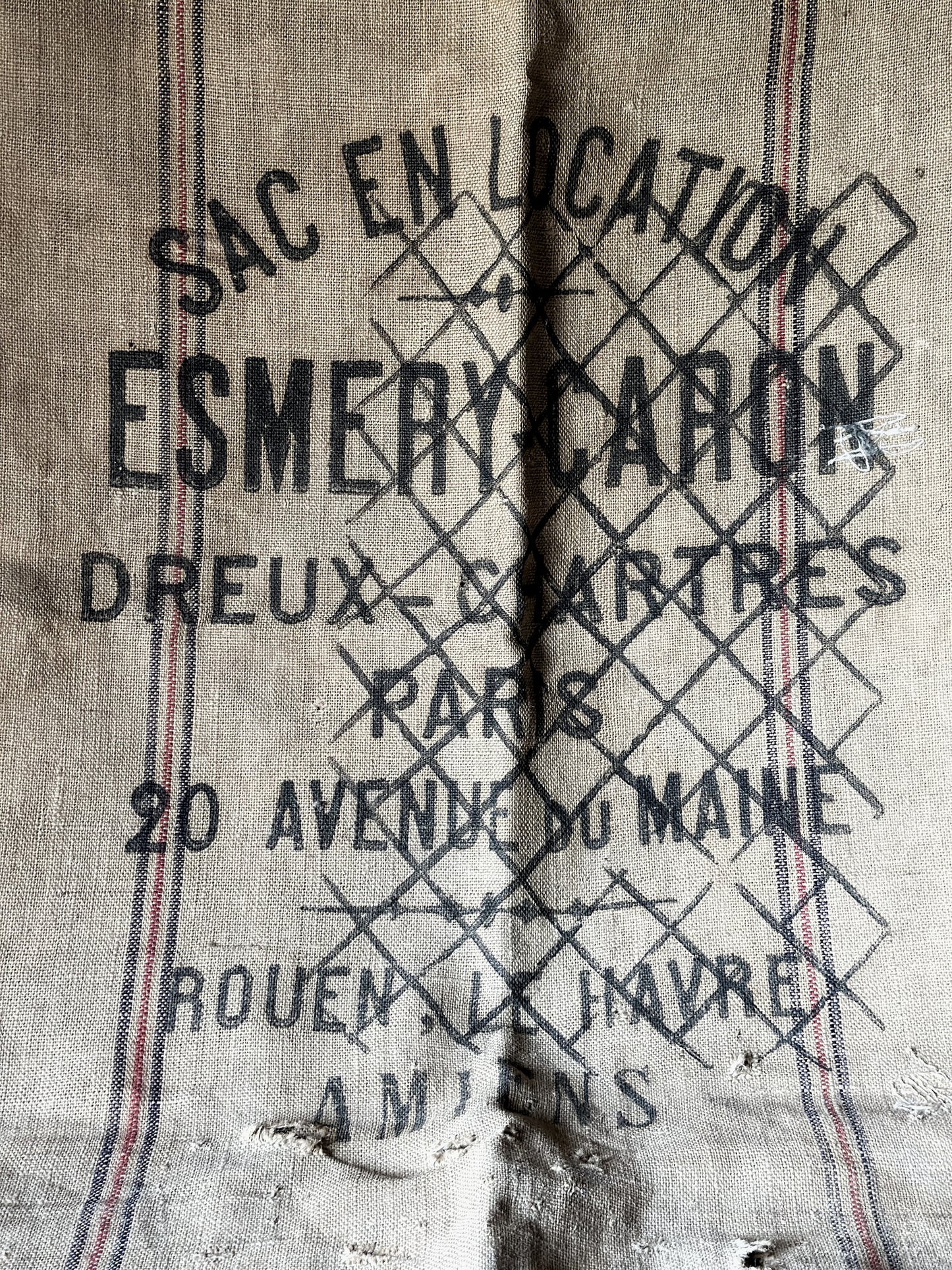 French antique hessian grain sack