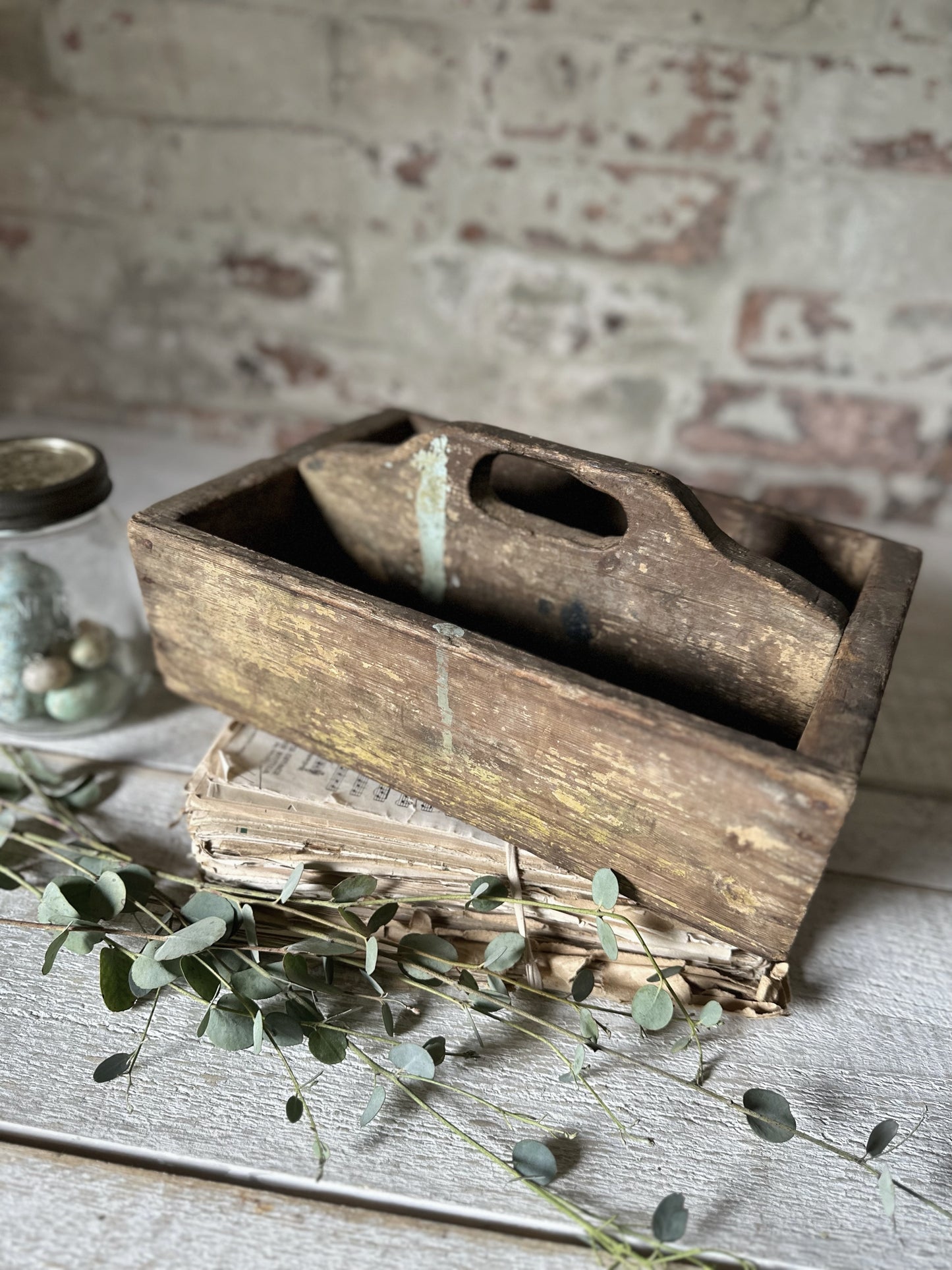 A lovely antique wooden canteen tray