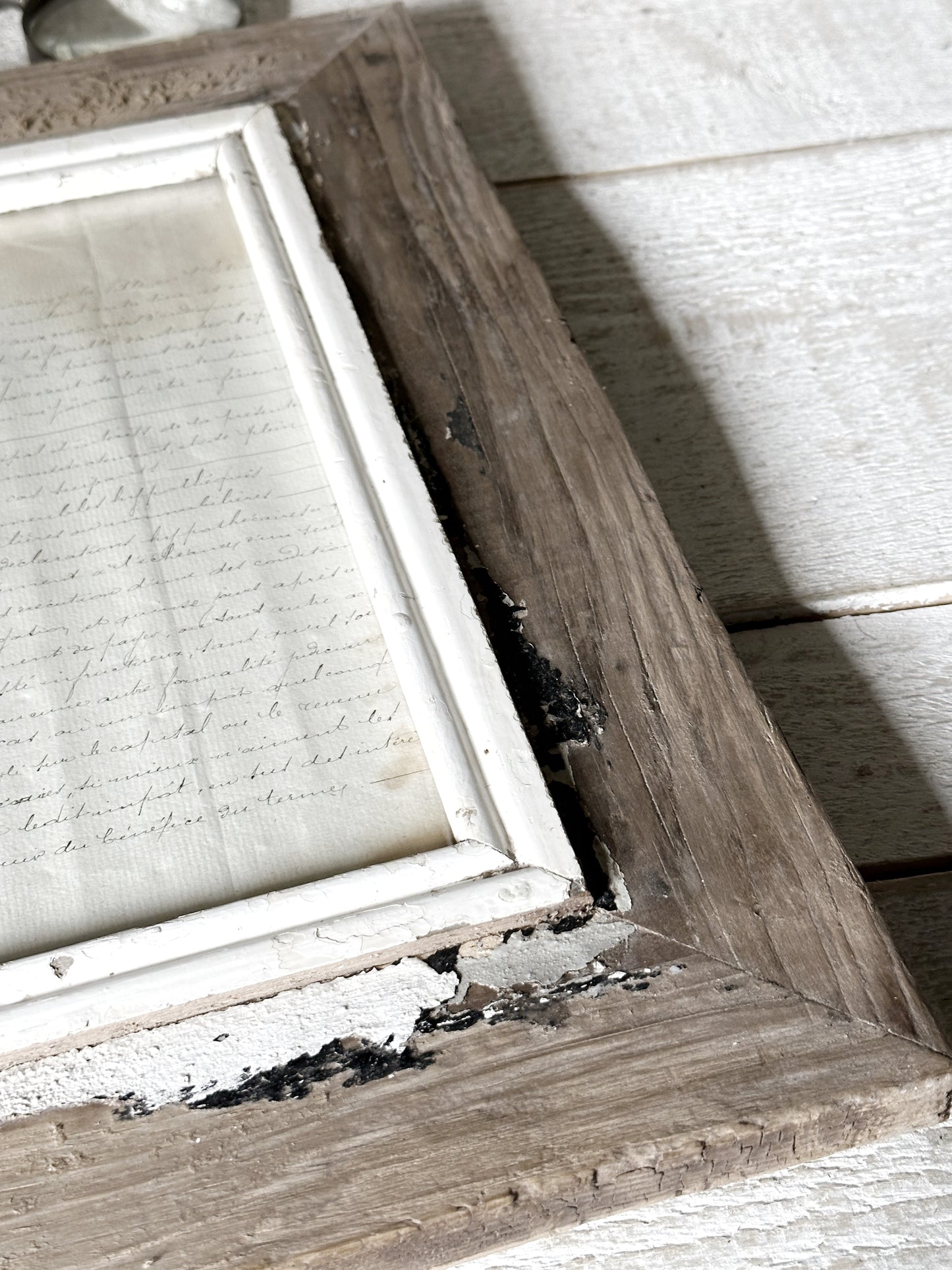 Recycled Wooden Frame with original French letter by Luna Design A4 Rectangle F