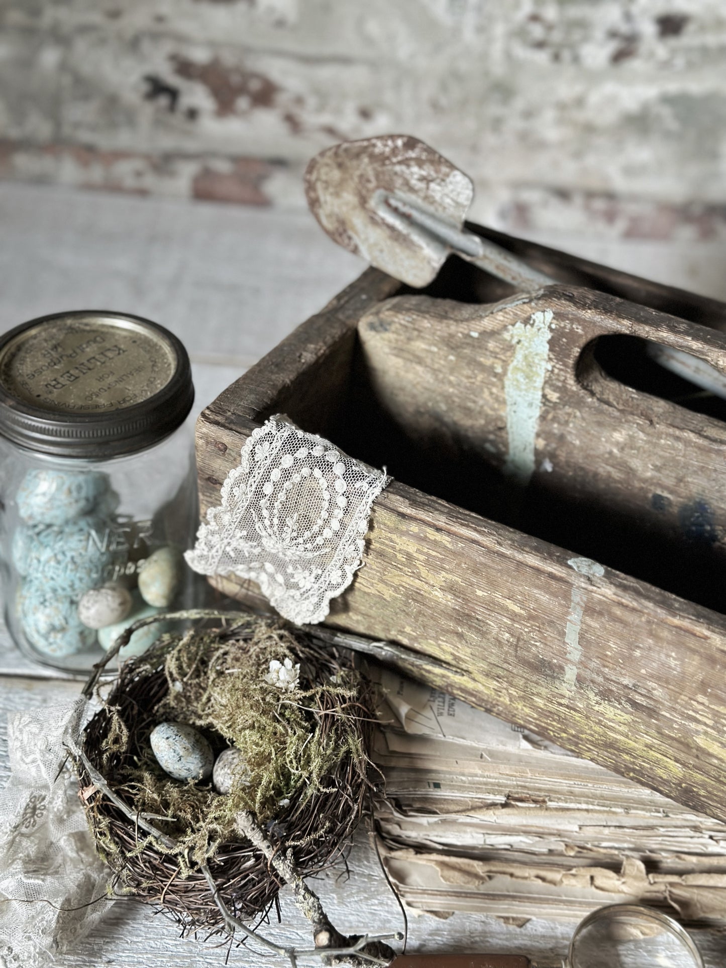 A lovely antique wooden canteen tray