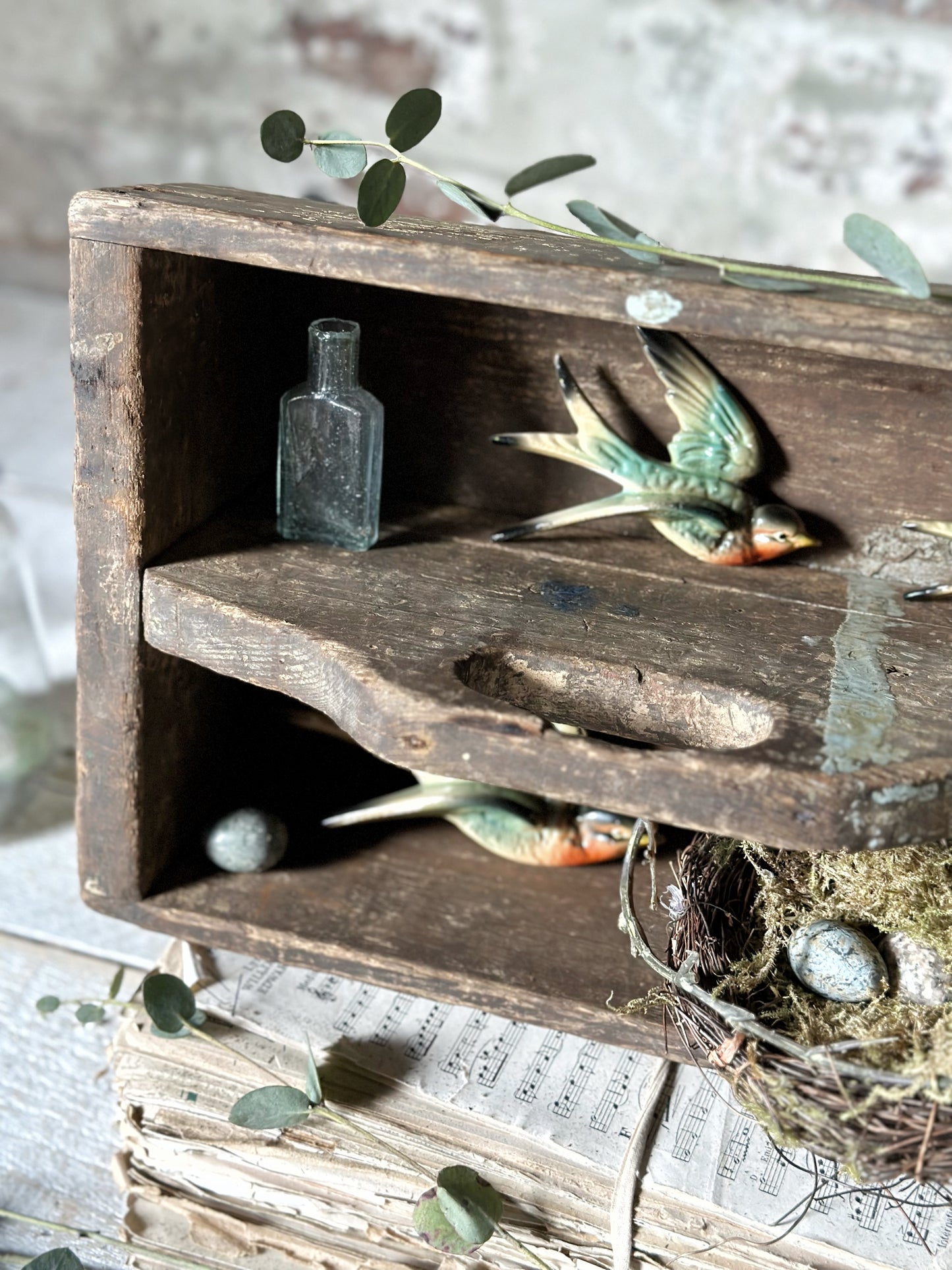A lovely antique wooden canteen tray