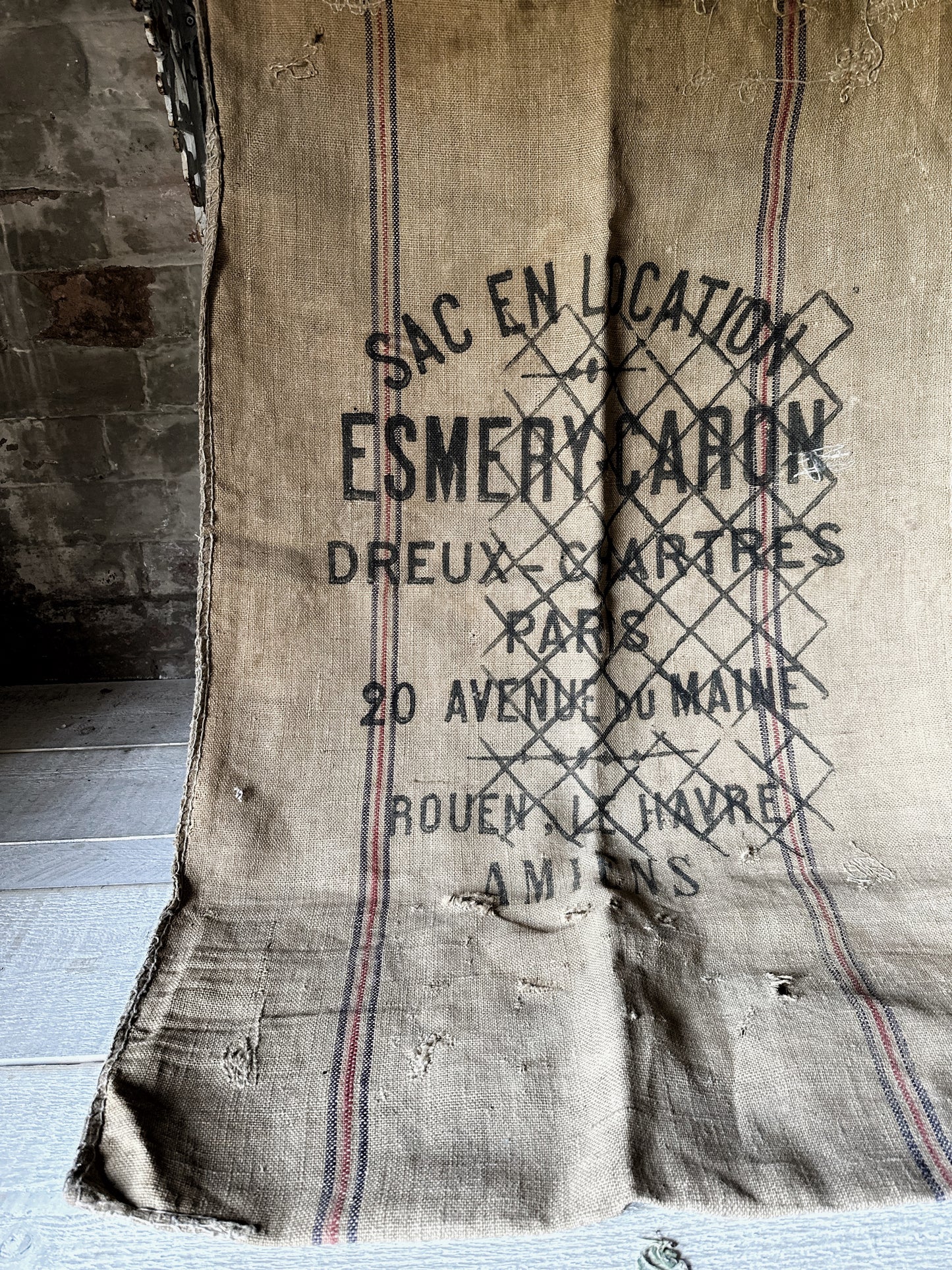French antique hessian grain sack