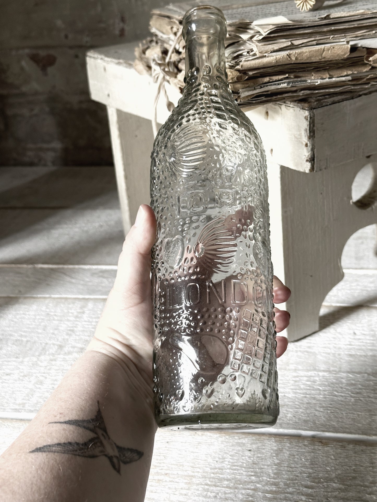 A 1920’s Idris of London cordial glass bottle