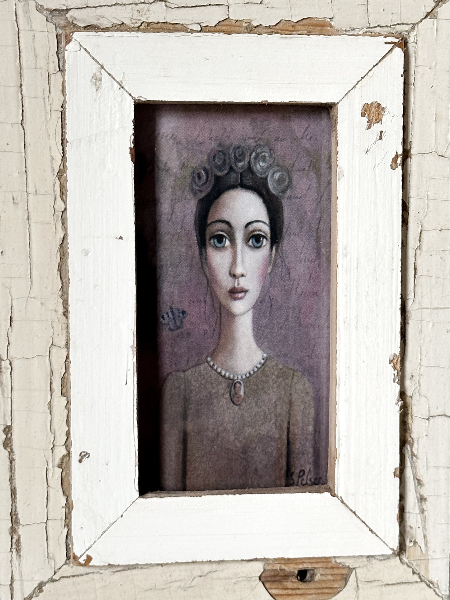 A Beautiful framed portrait of a lady by Sandra Pelser N