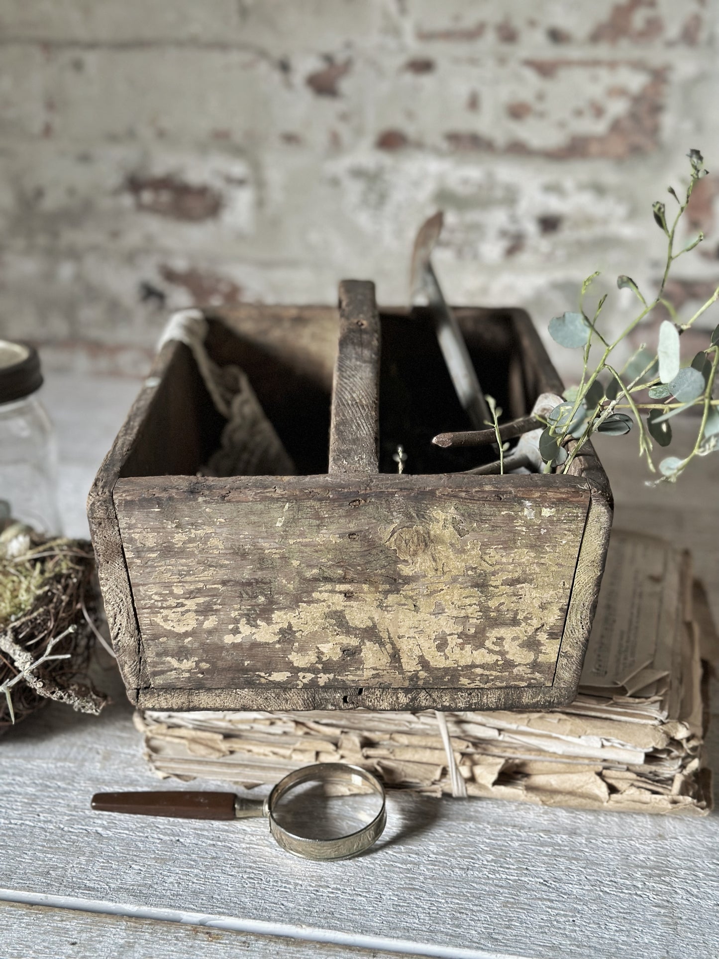 A lovely antique wooden canteen tray