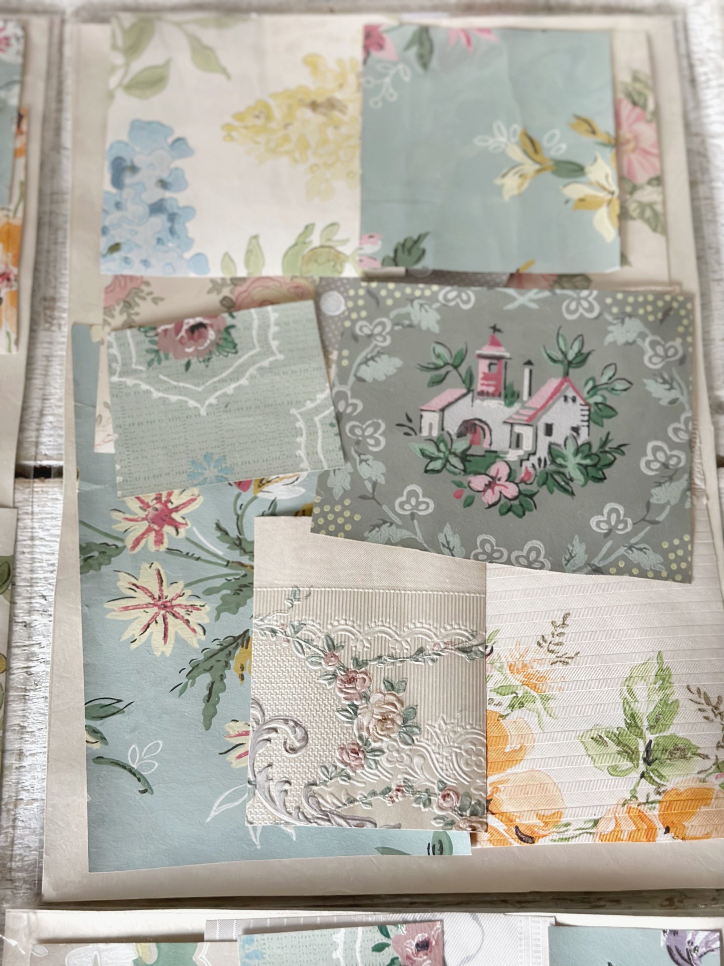 Craft packs of scraps of original antique and vintage wallpapers
