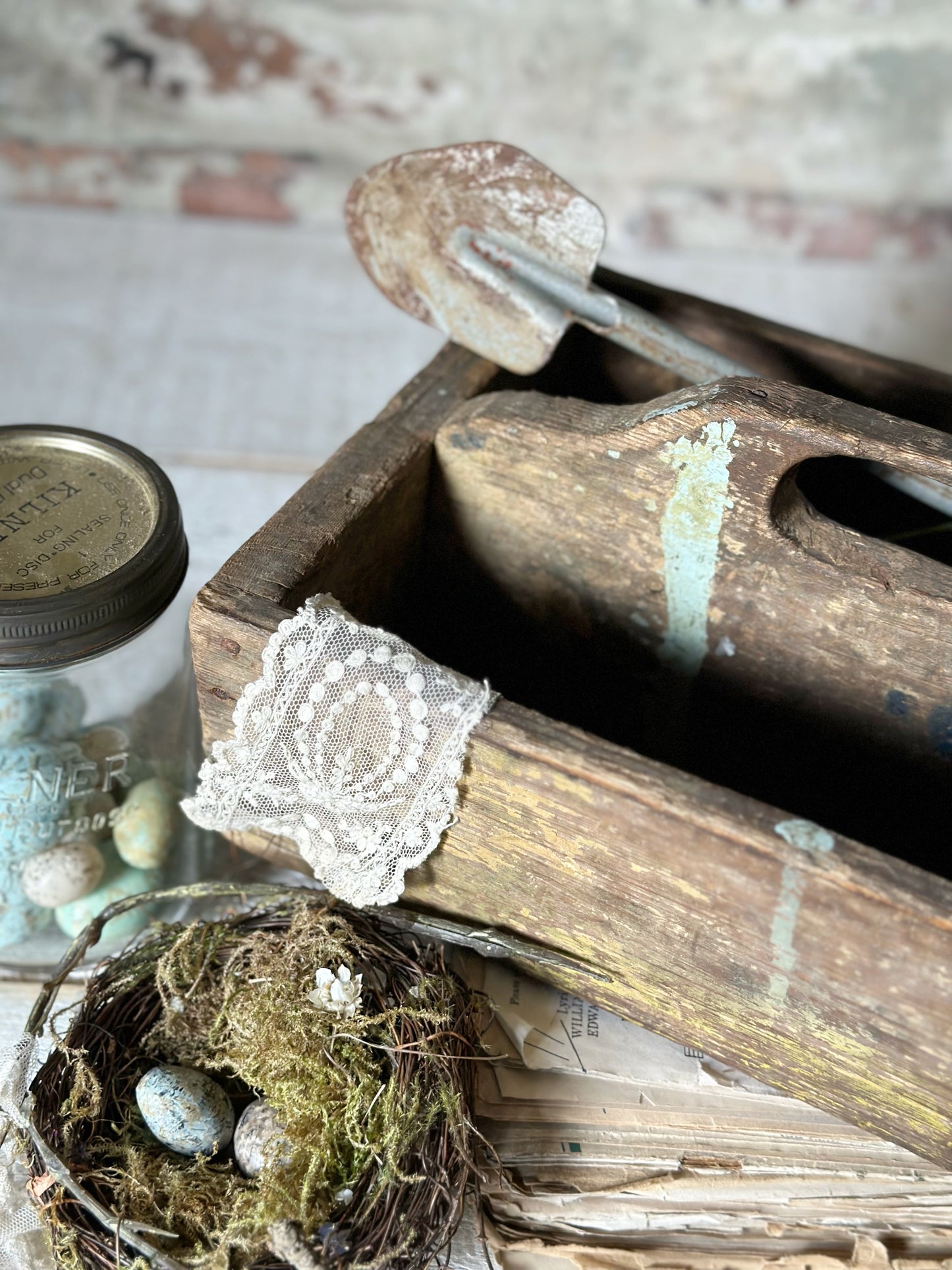 A lovely antique wooden canteen tray