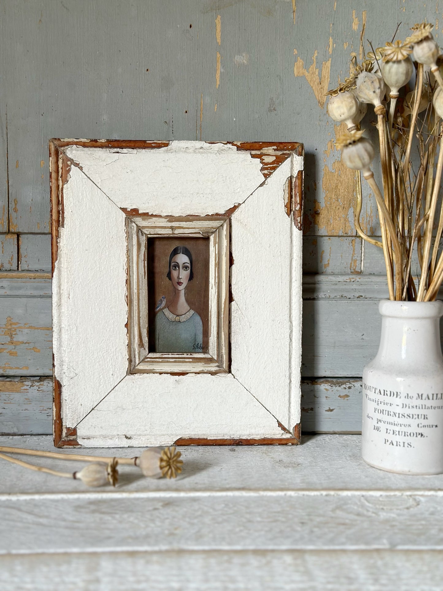 A Beautiful framed portrait of a lady by Sandra Pelser F