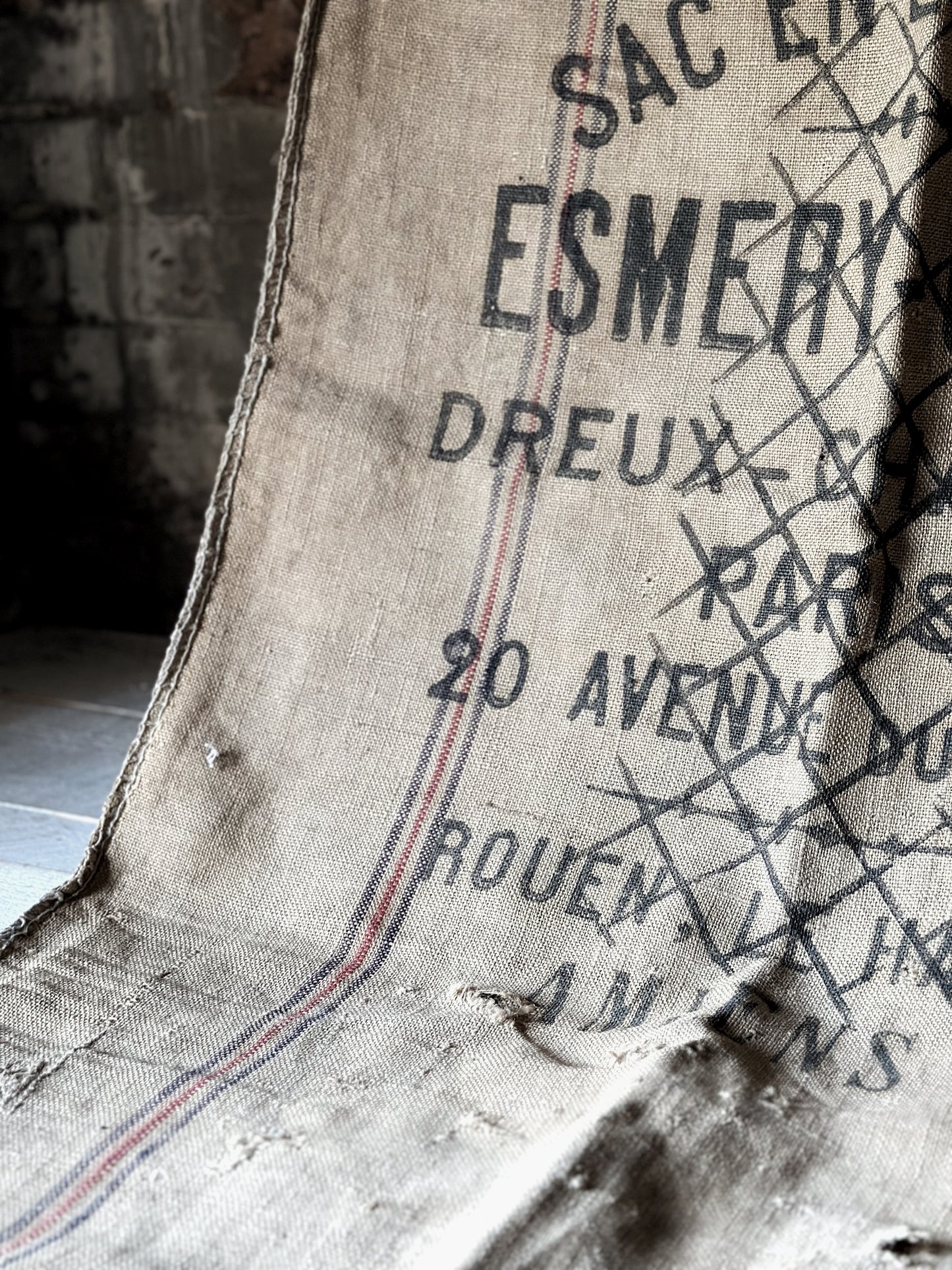 French antique hessian grain sack