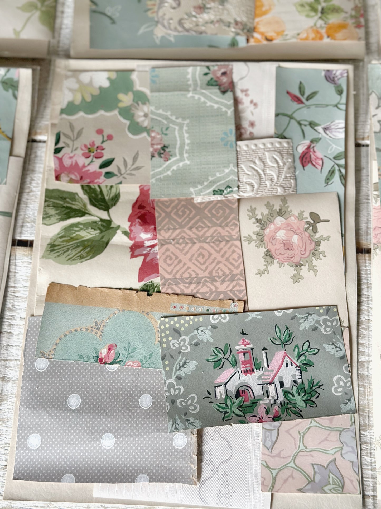 Craft packs of scraps of original antique and vintage wallpapers