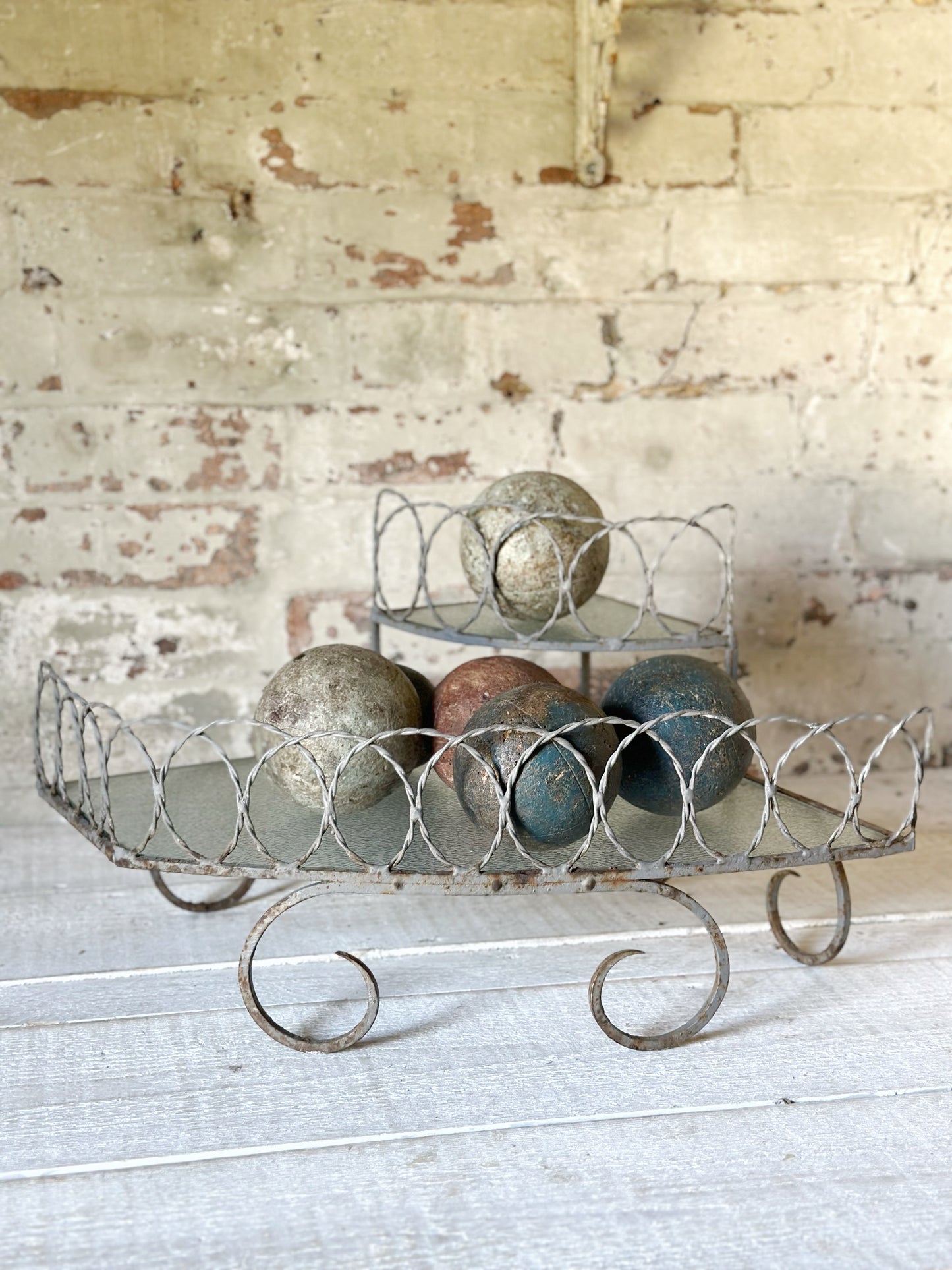 A vintage French florist’s corner shop display stand