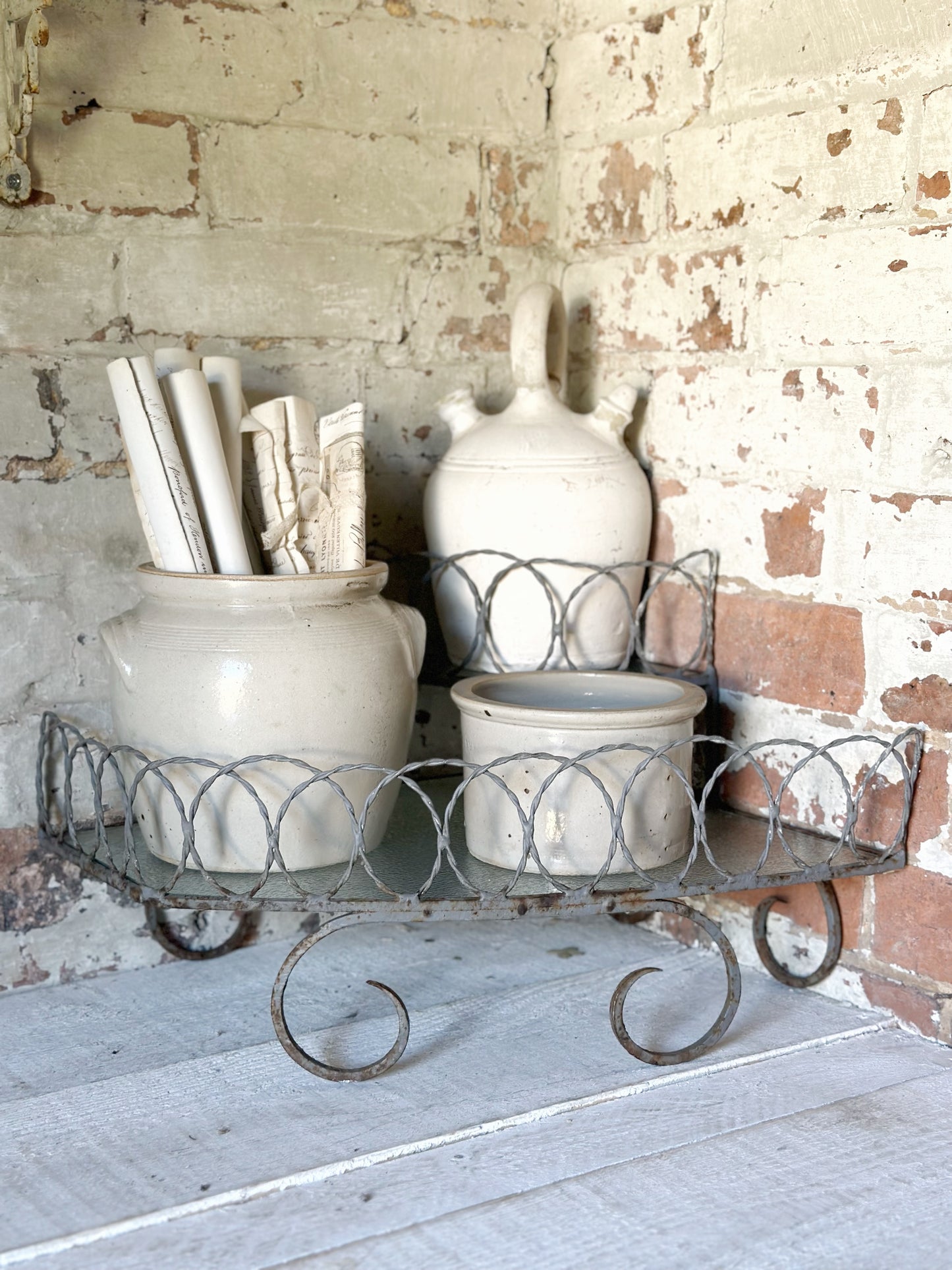 A vintage French florist’s corner shop display stand