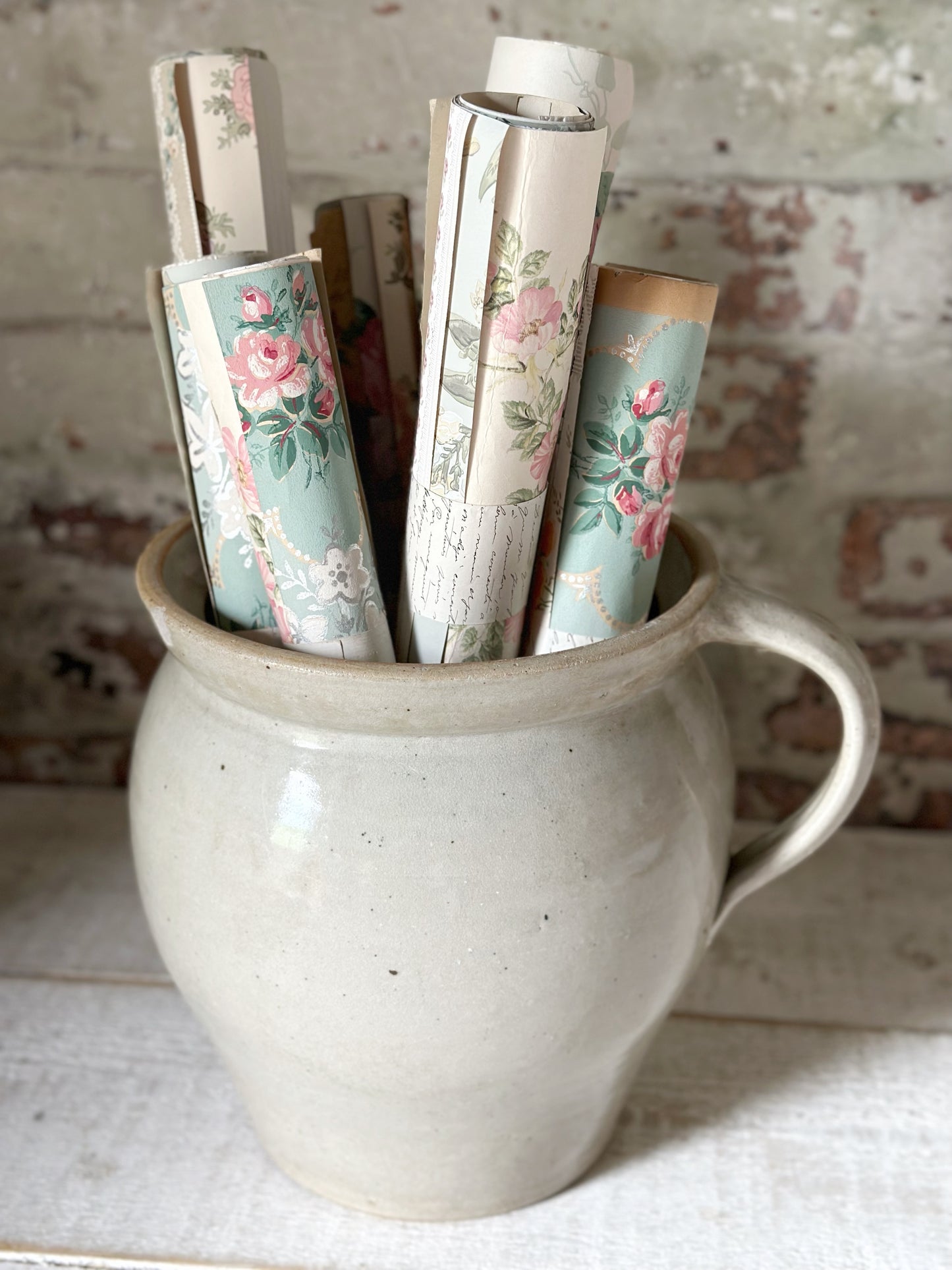 Roll of five A4 pieces of original antique and vintage wallpaper sheets