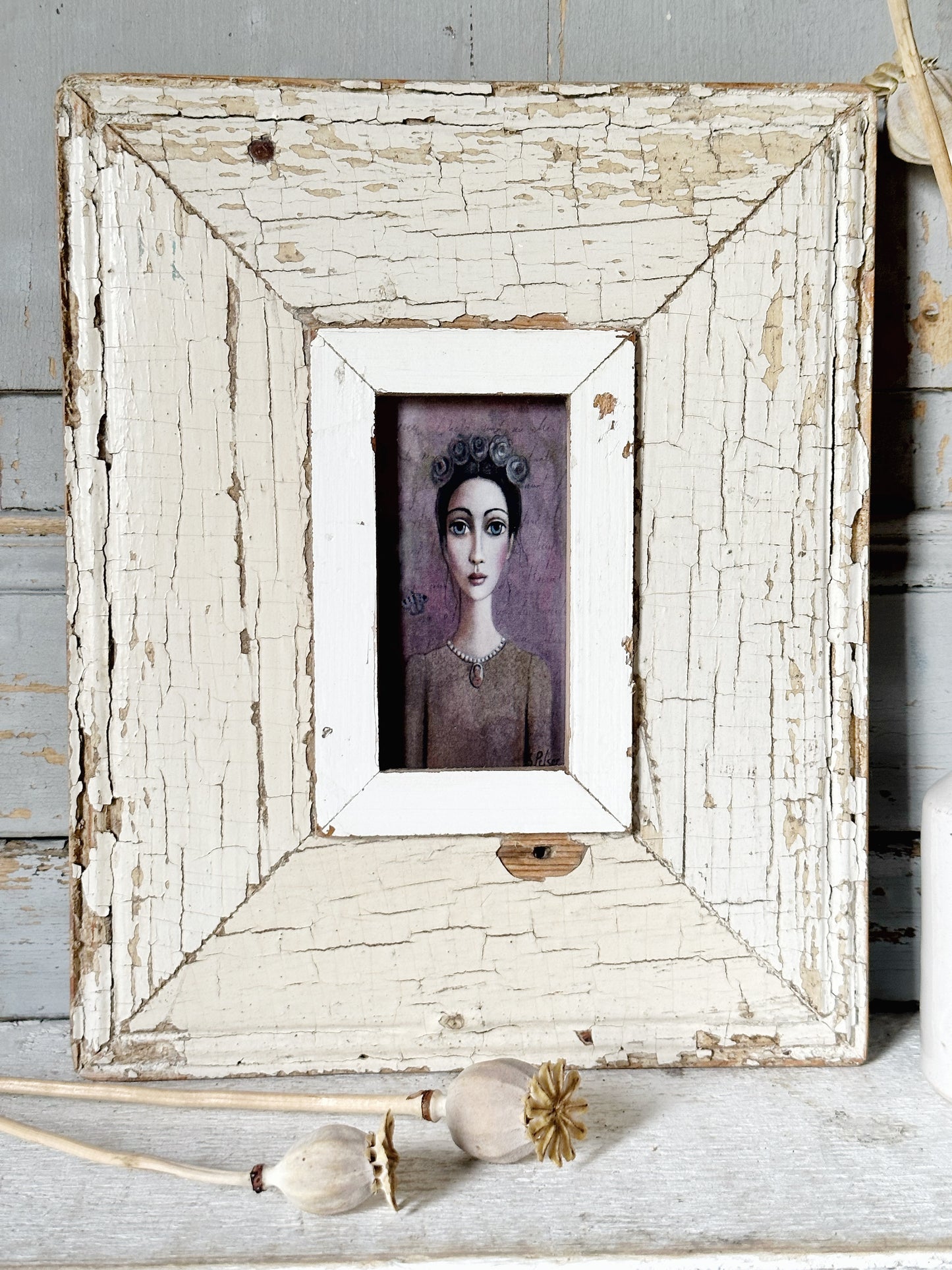 A Beautiful framed portrait of a lady by Sandra Pelser N