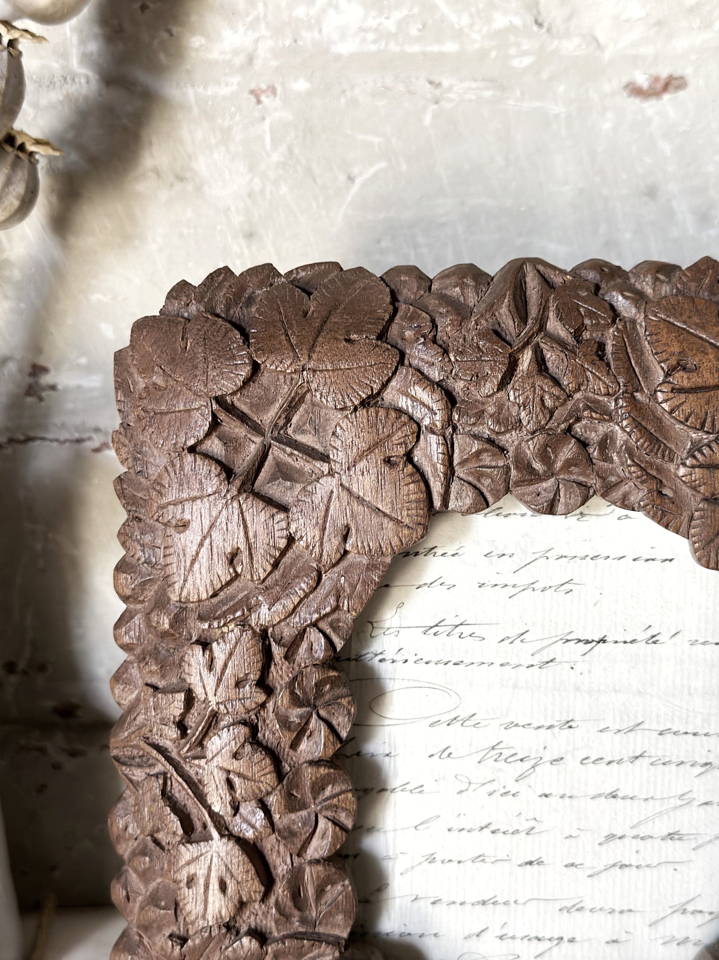 A beautiful Irish bog oak Arts and crafts carved photo frame
