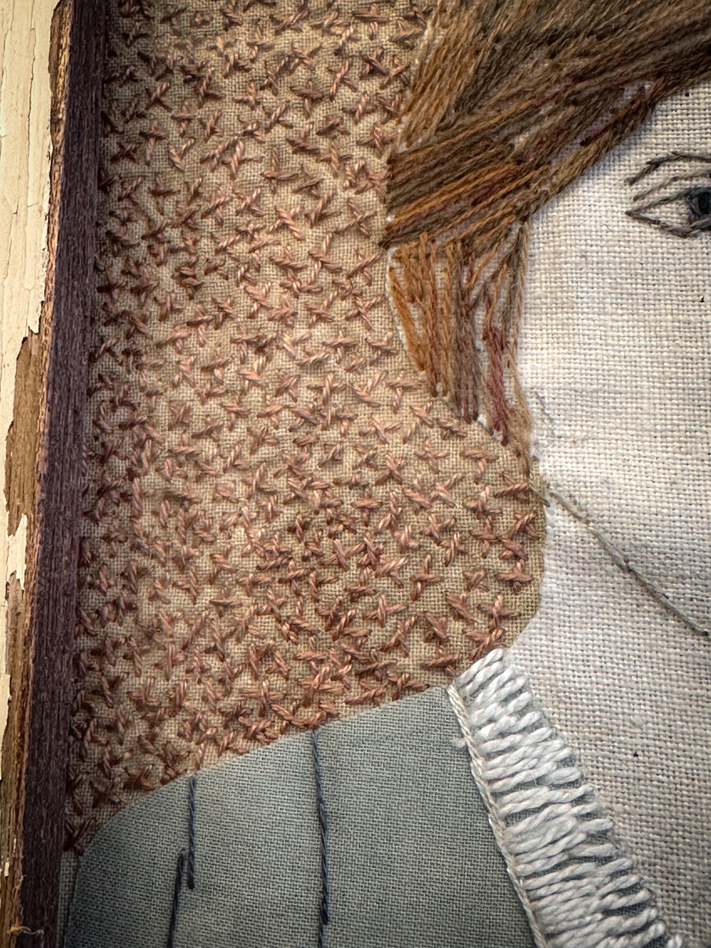 Contemporary Folk-Style Textile Portrait