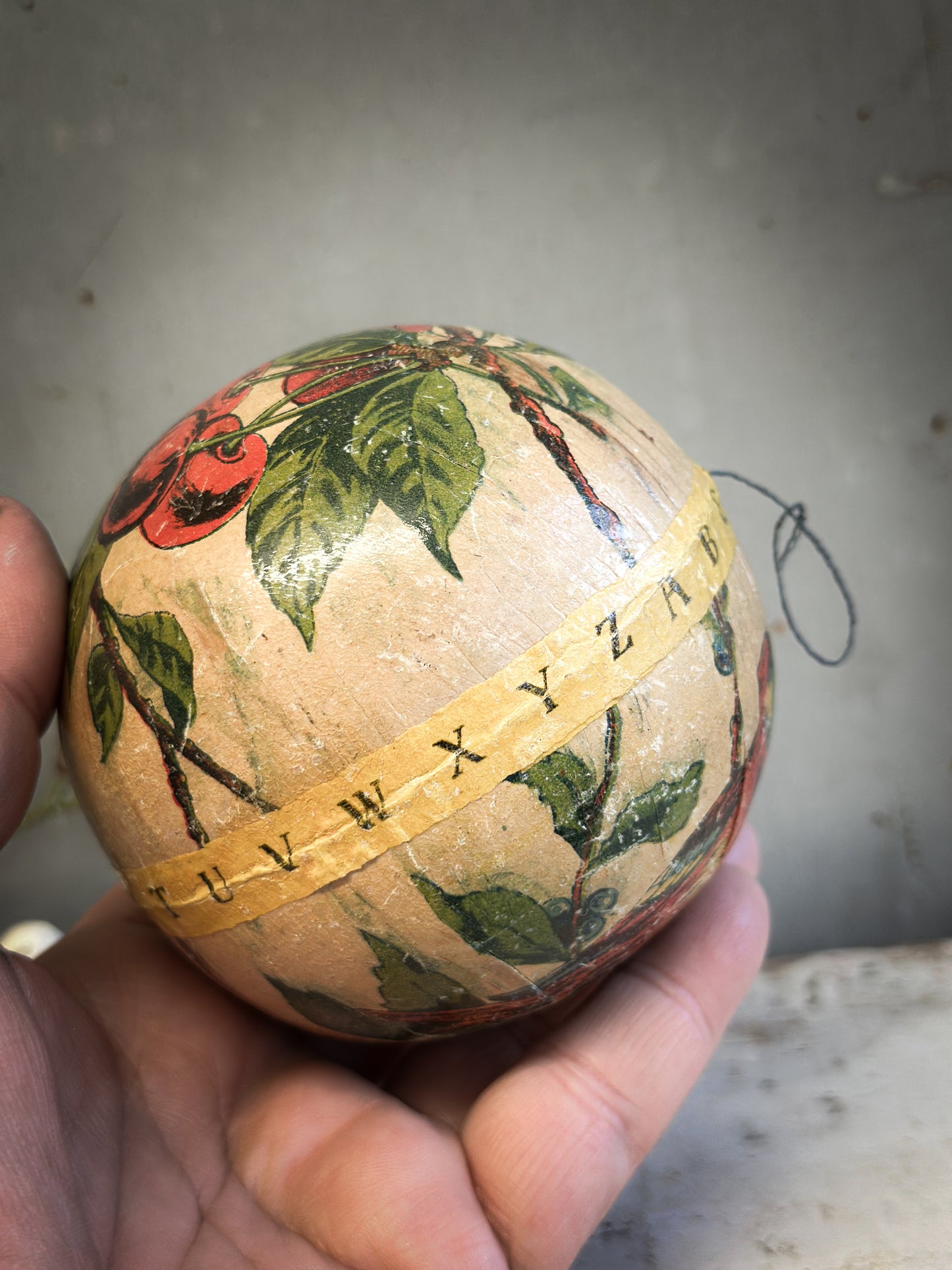Victorian Papier-Mâché Alphabet Rattle Ball (c.1890–1910)
With Noted Oral History of Bletchley Museum Association