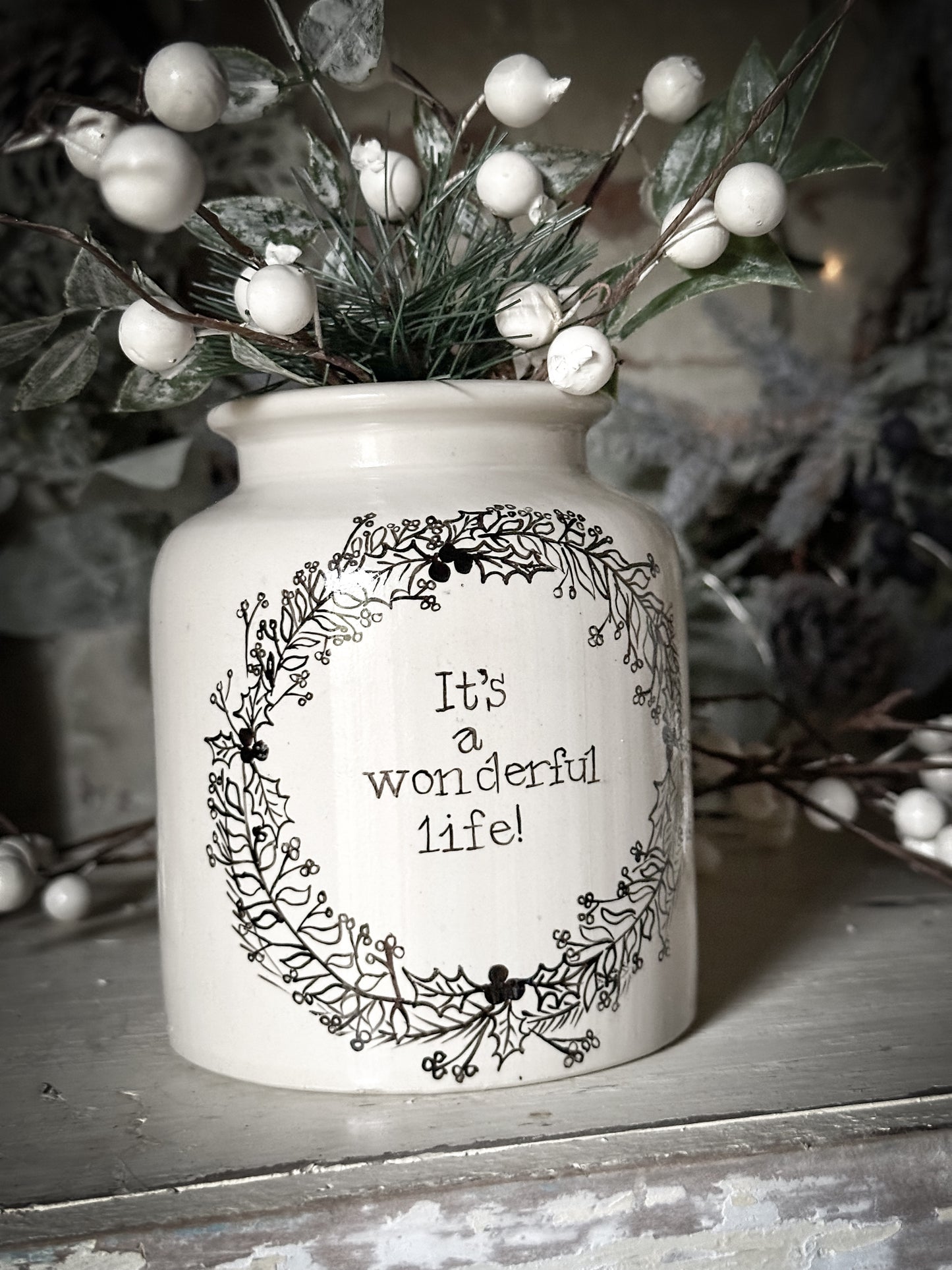 A hand painted and illustrated vintage French mustard jar