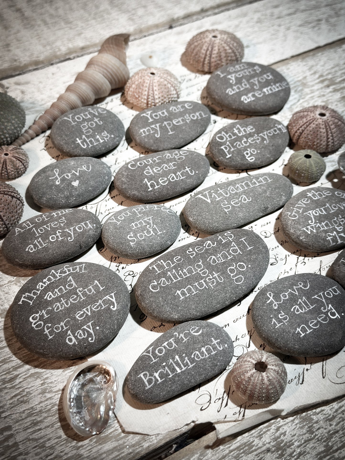 A Pocket Pebble Hand Painted with an Inspirational Quote