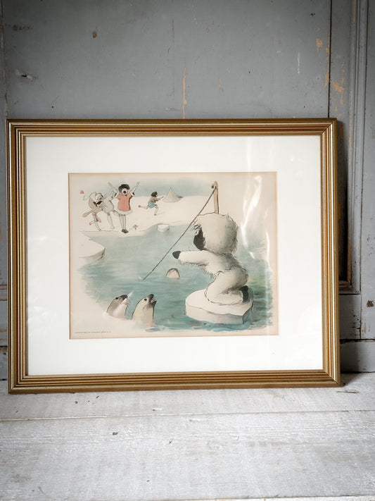 A mounted and framed antique chromolithographic print by Florence K. Upton