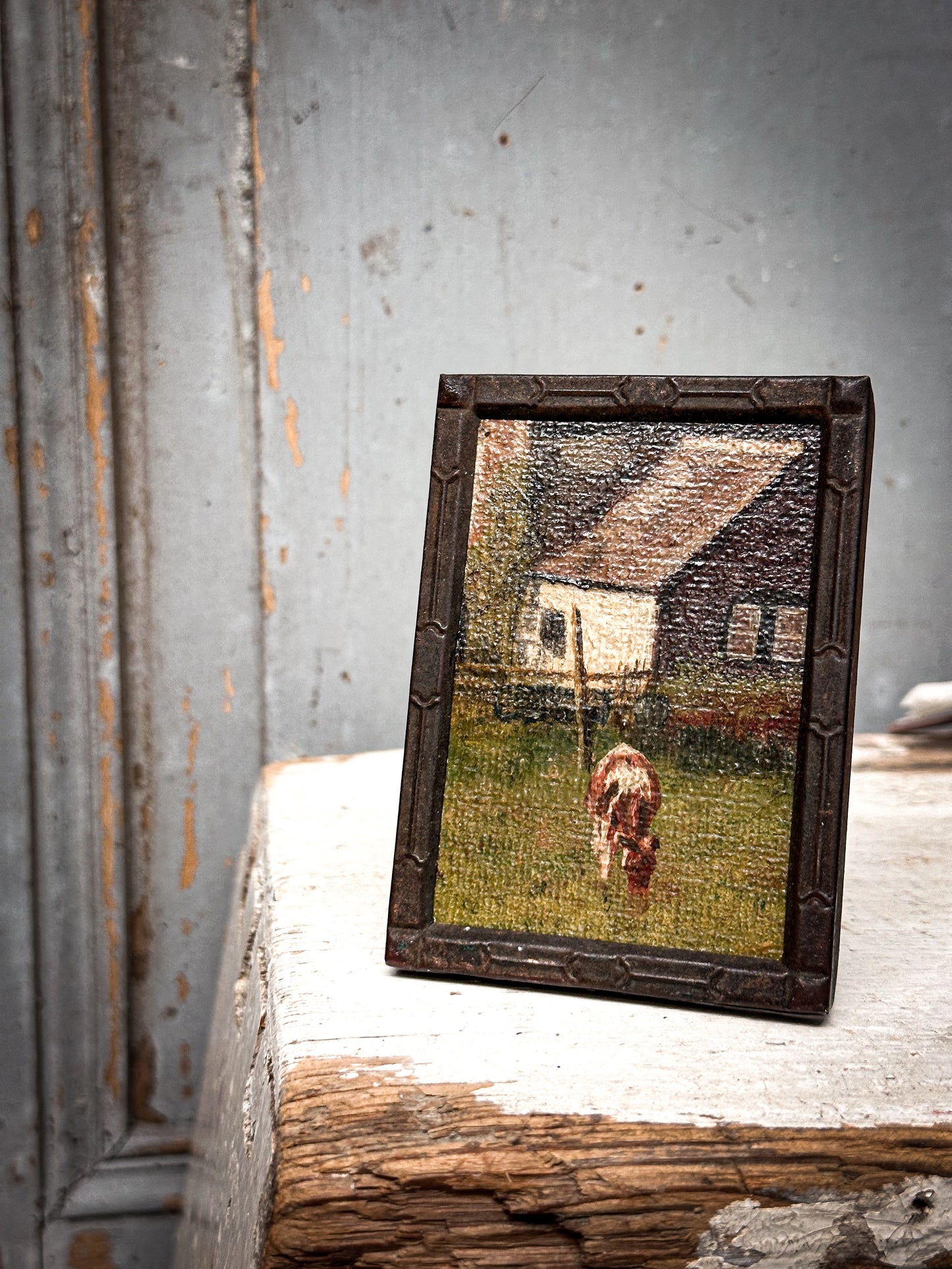 Miniature Oil Painting with Arts & Crafts Frame