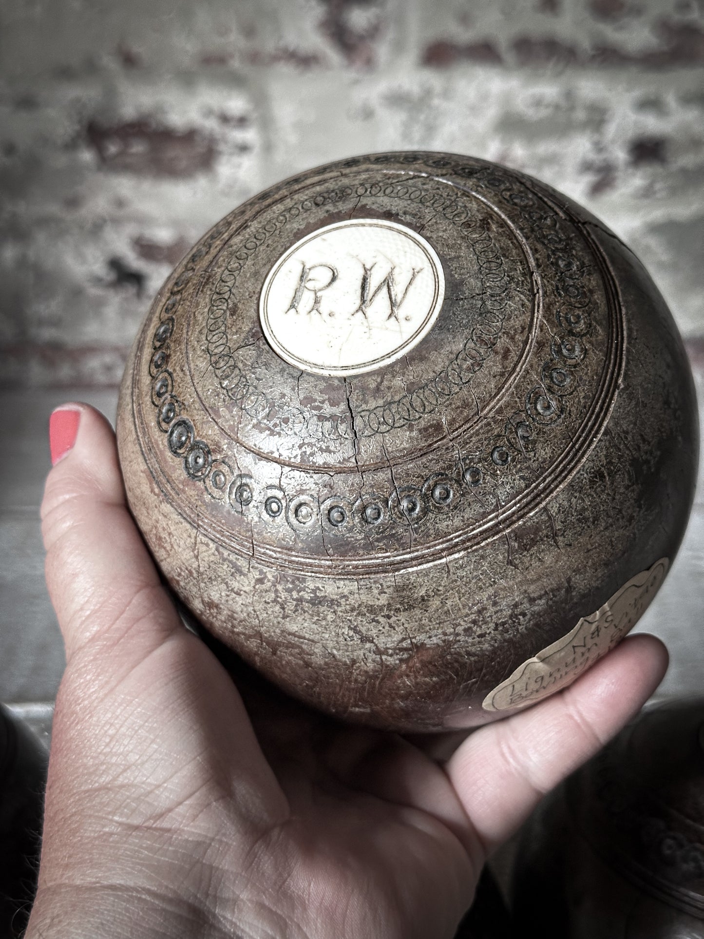 Antique Lignum Vitae Lawn Bowls – Set of Four