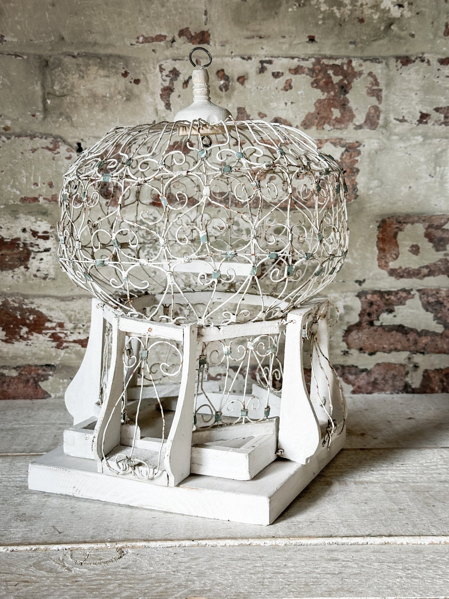 A lovely French vintage wire Balloon bird cage