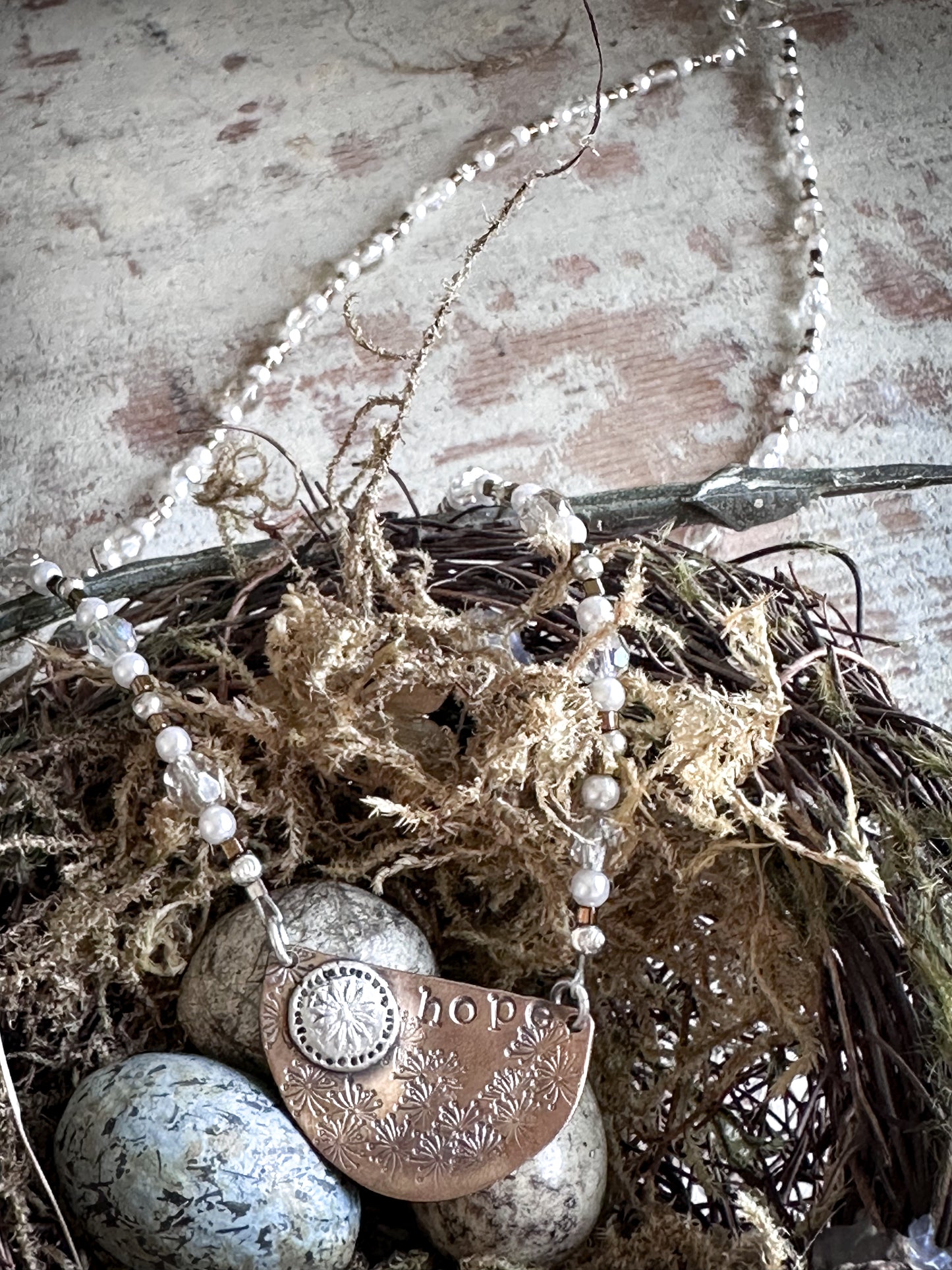 Meadow of Hope Necklace – Handmade Botanical Fine Silver & Copper Necklace