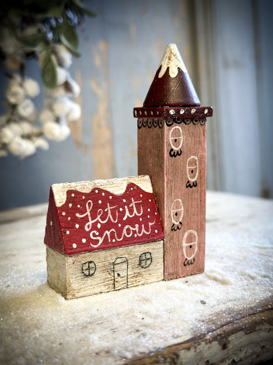 A Pretty Vintage German Erzgebirge Putz Wooden Village House